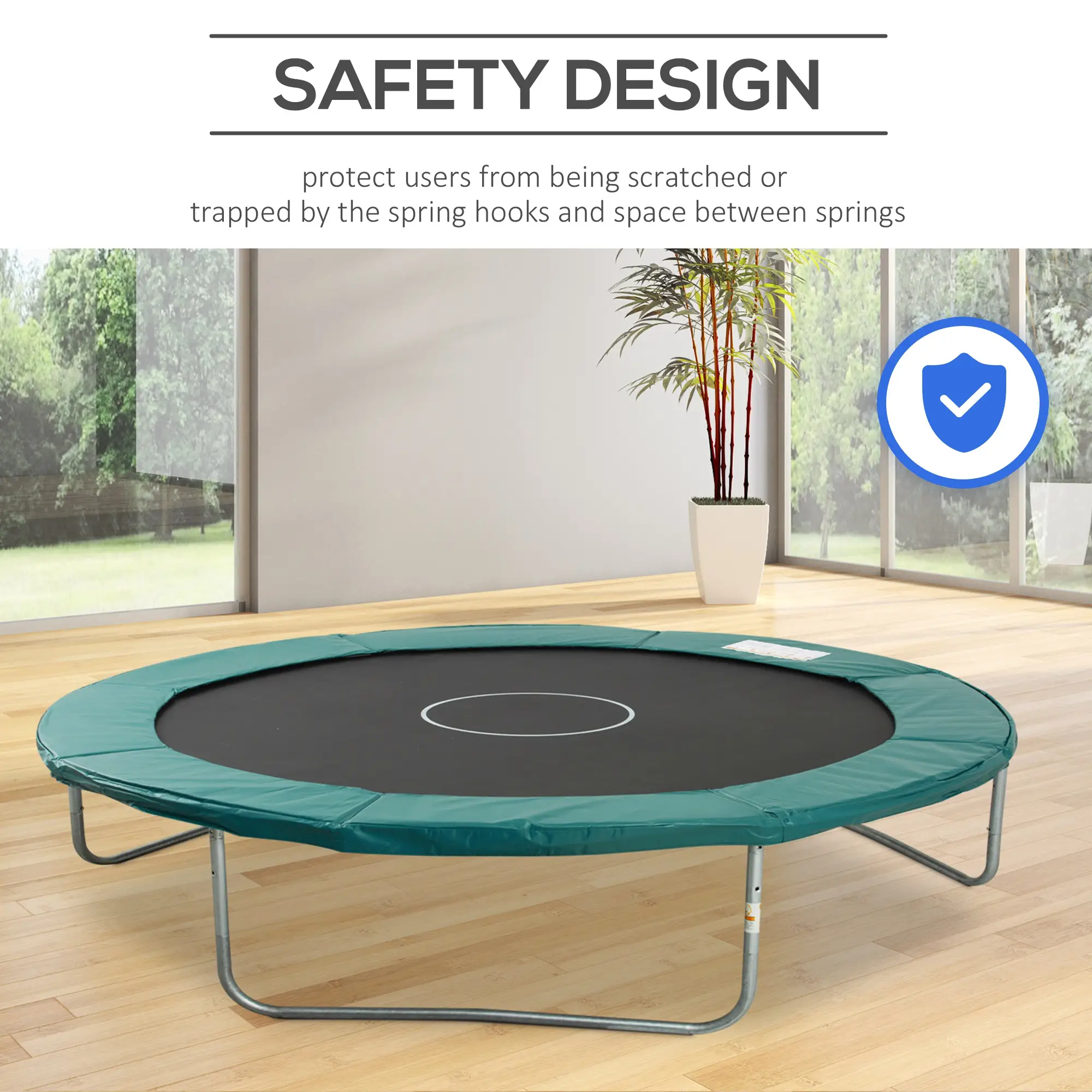 14FT Trampoline Pad Replacement, Φ168" Spring Cover, Water-Resistant, Green - Image 7