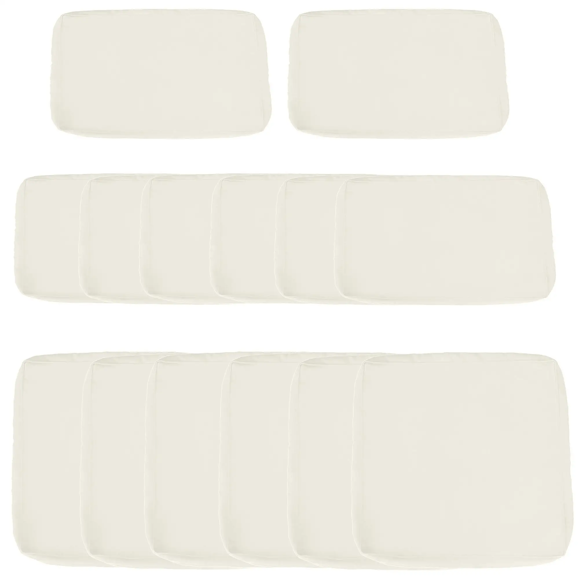 14pc Patio Rattan Sofa Set, Polyester Cushion Cover, Cream White
