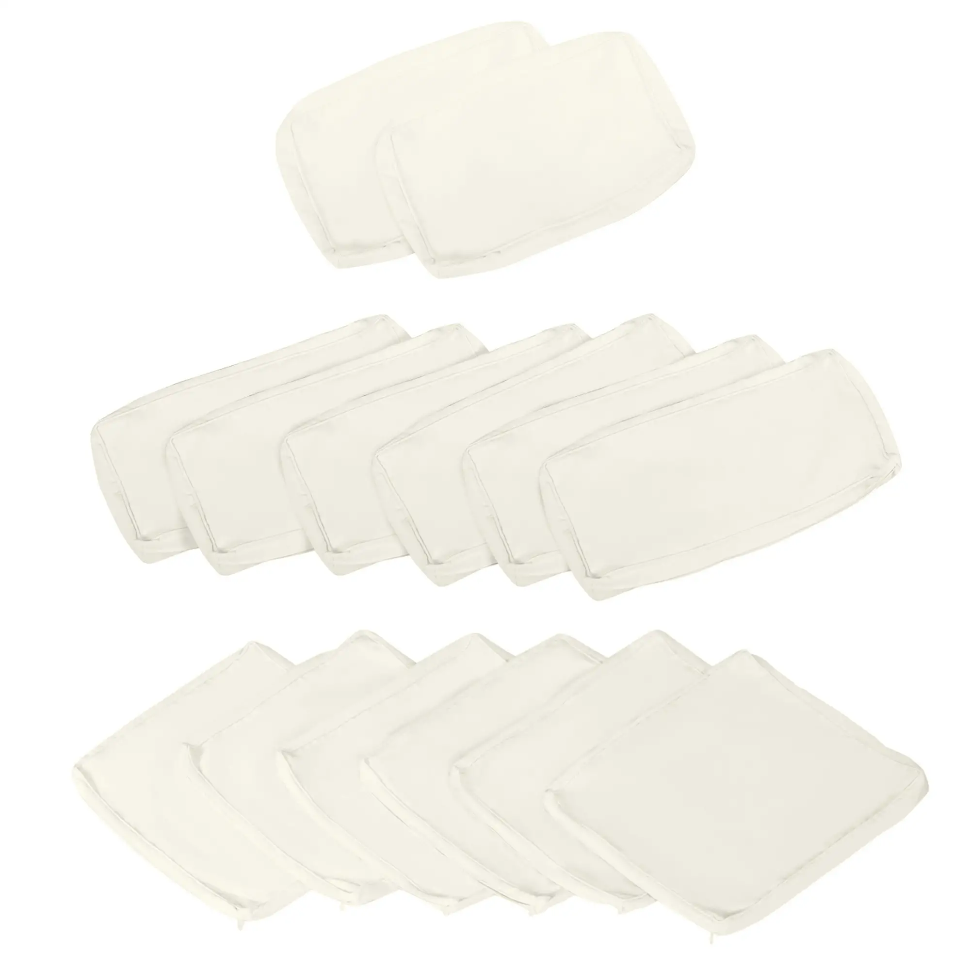 14pc Patio Rattan Sofa Set, Polyester Cushion Cover, Cream White - Image 11