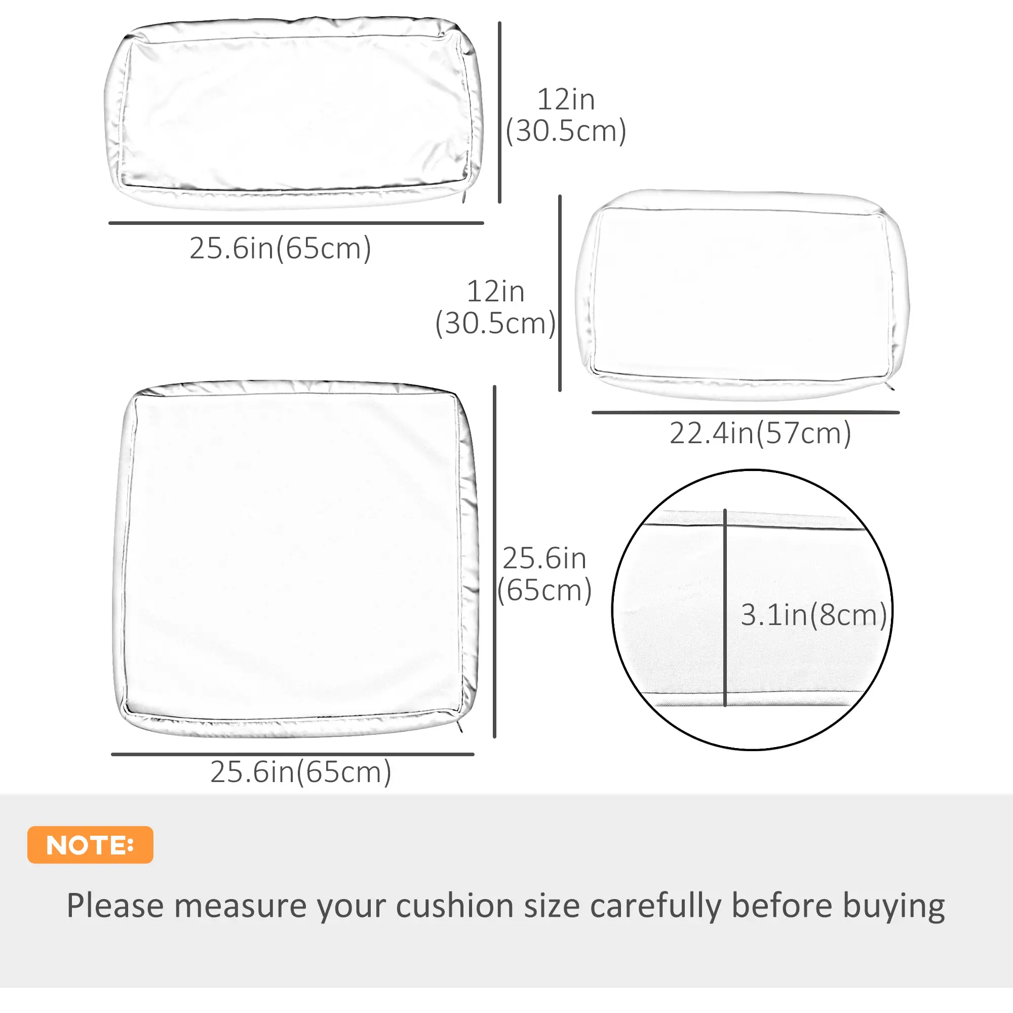 14pc Patio Rattan Sofa Set, Polyester Cushion Cover, Cream White - Image 3