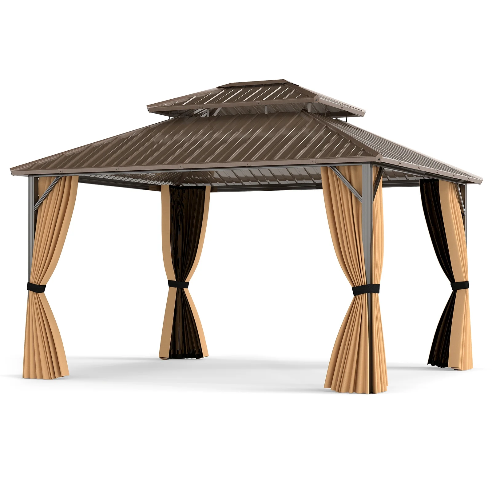 14x12 FT Hardtop Gazebo, Outdoor Pergola For Patio Garden