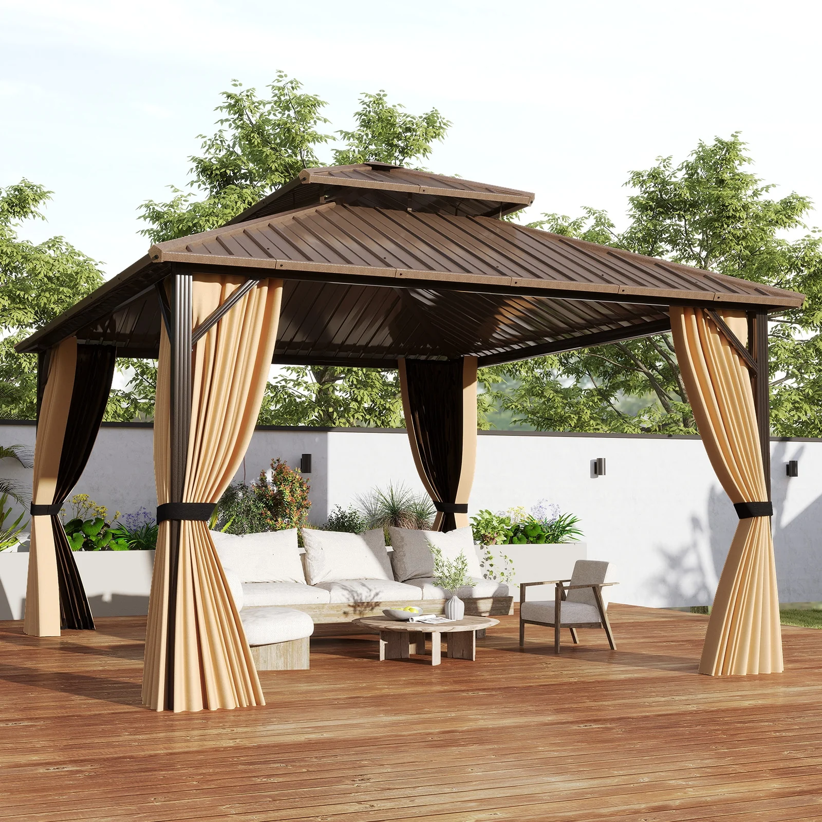 14x12 FT Hardtop Gazebo, Outdoor Pergola For Patio Garden - Image 2