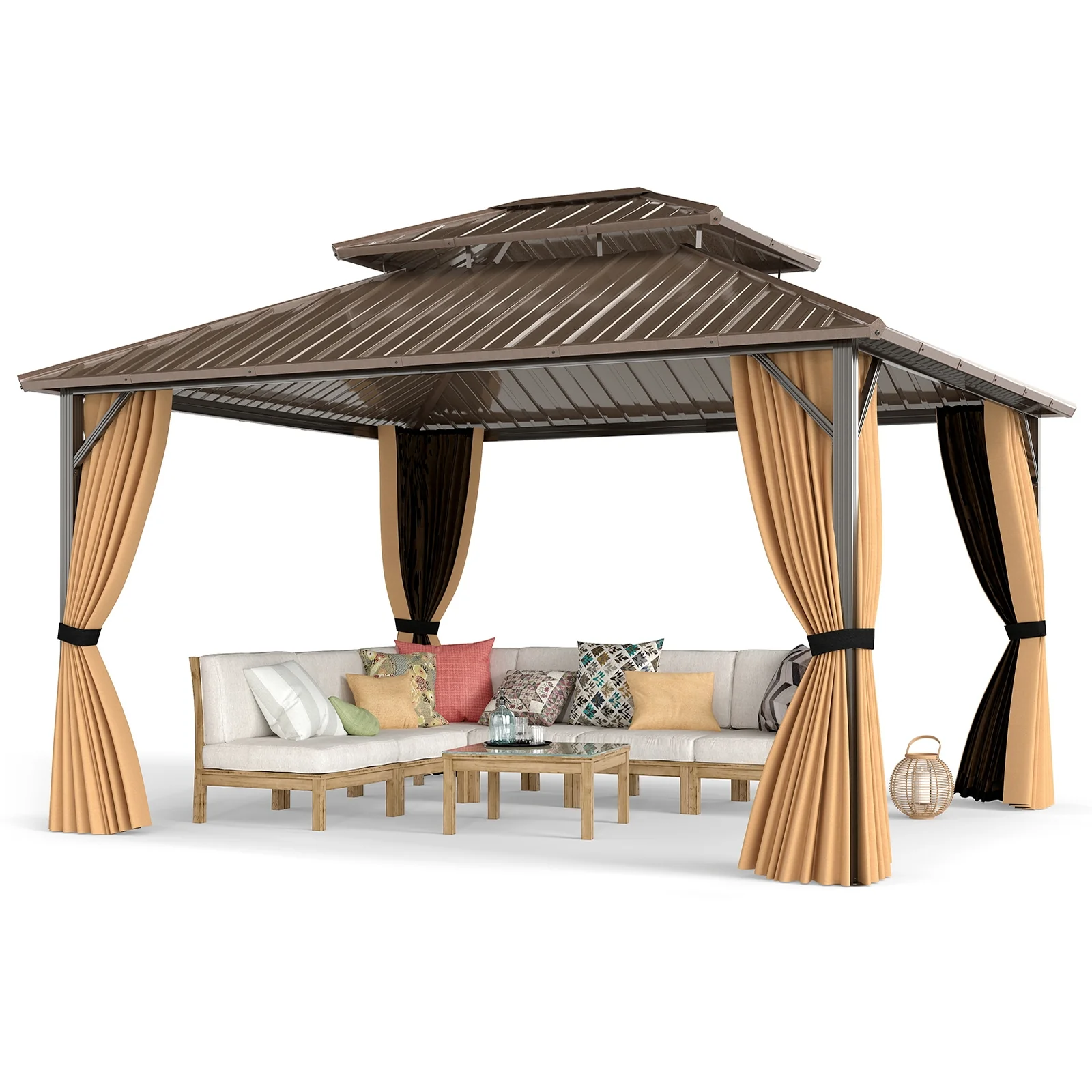 14x12 FT Hardtop Gazebo, Outdoor Pergola For Patio Garden - Image 5