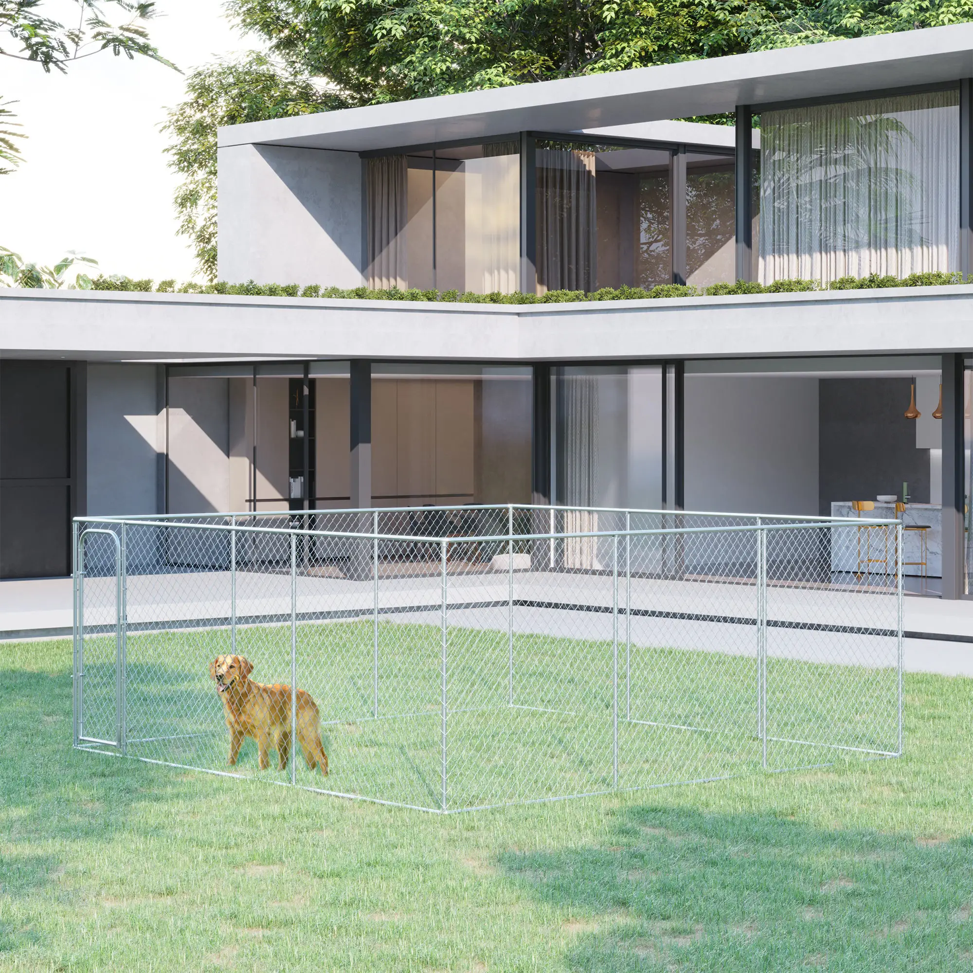 15.1' x 15.1' x 6' Dog Playpen, Galvanized Steel Frame, for Small Medium Dogs - Image 2