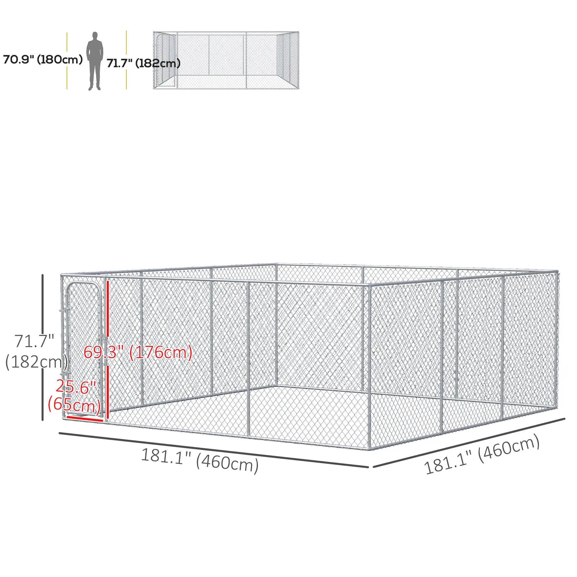 15.1' x 15.1' x 6' Dog Playpen, Galvanized Steel Frame, for Small Medium Dogs - Image 3