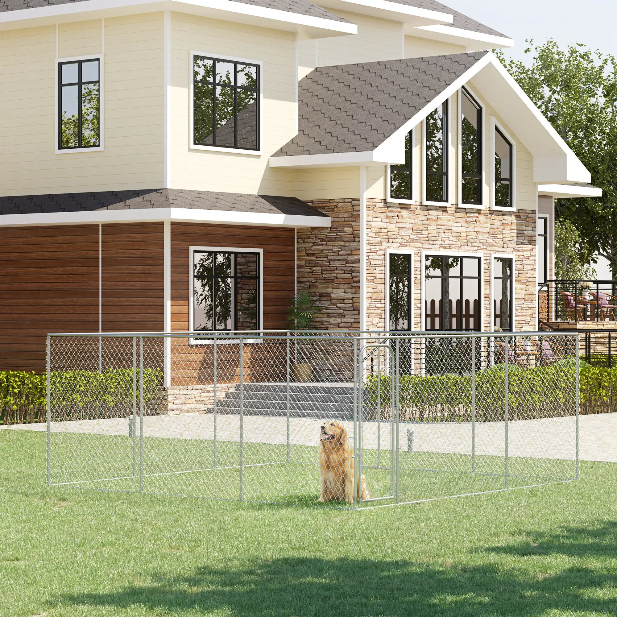 15.1' x 15.1' x 6' Dog Playpen, Galvanized Steel Frame, for Small Medium Dogs - Image 8