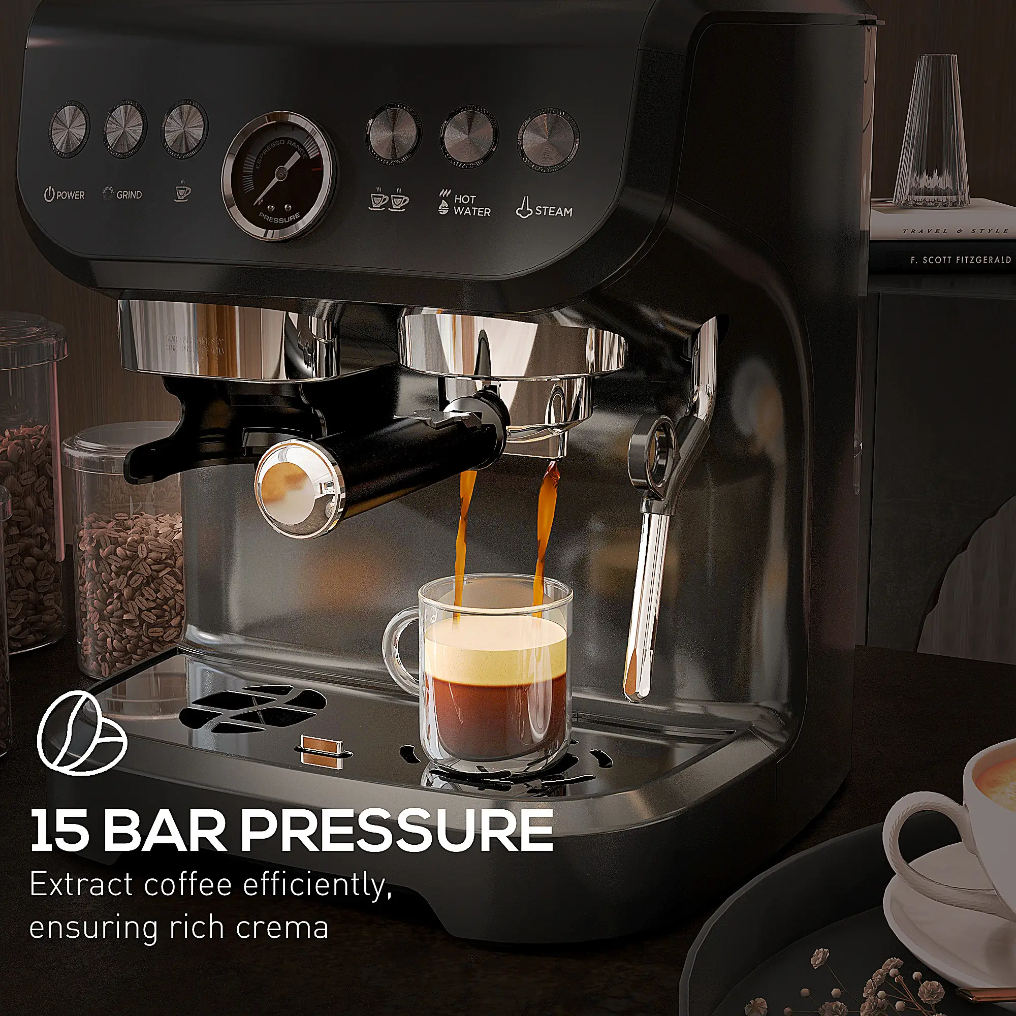 15 Bar Espresso Machine With Milk Frother & Grinder - Image 6