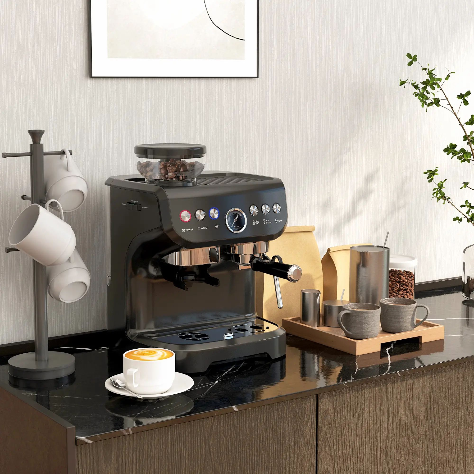 15 Bar Espresso Machine With Milk Frother & Grinder - Image 8