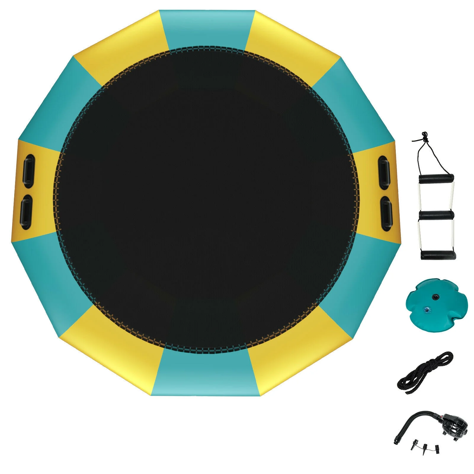 15 Feet Inflatable Splash Padded Water Bouncer Trampoline, Yellow - Image 5