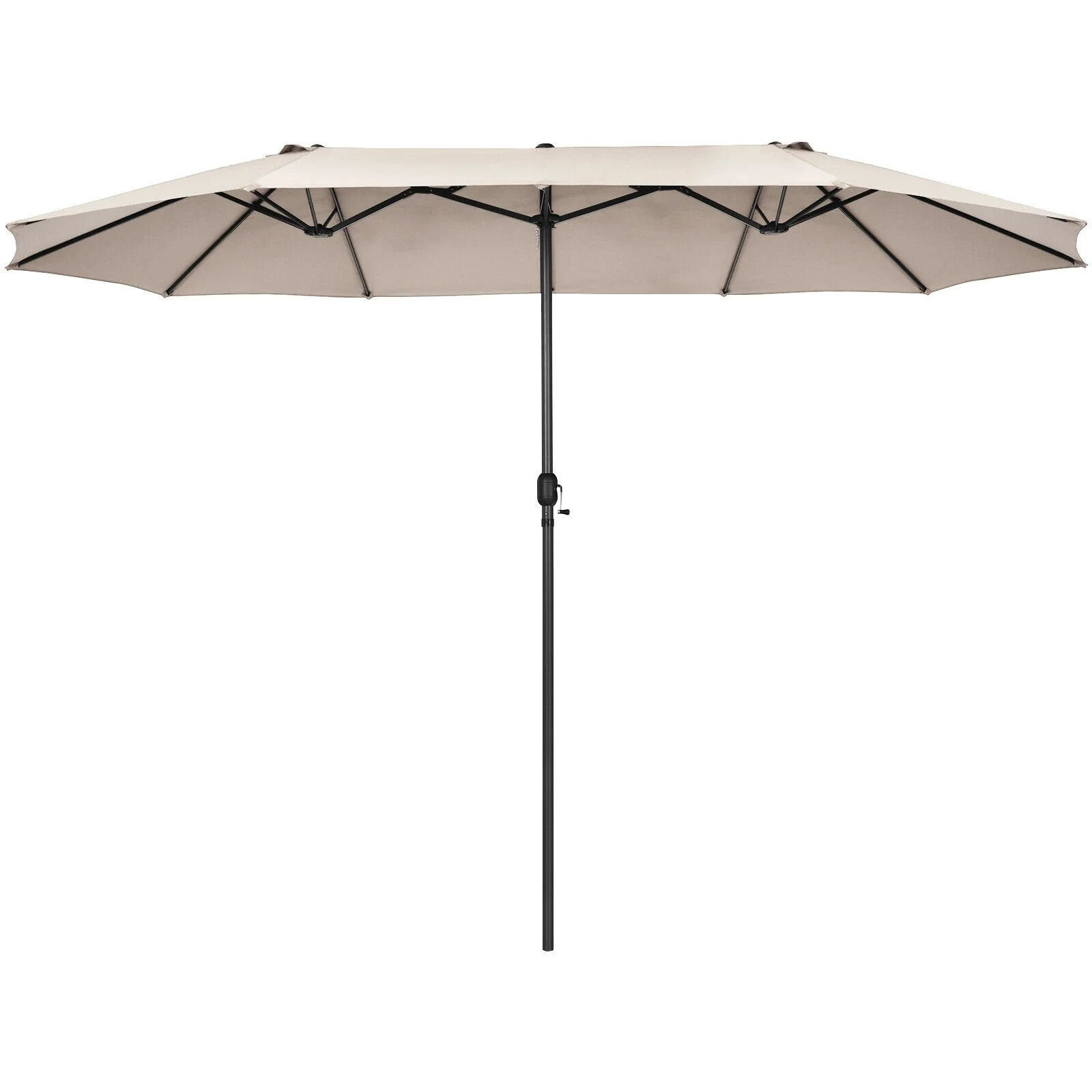 15 Feet Patio Umbrella, Hand-Crank System, Beige - Image 9