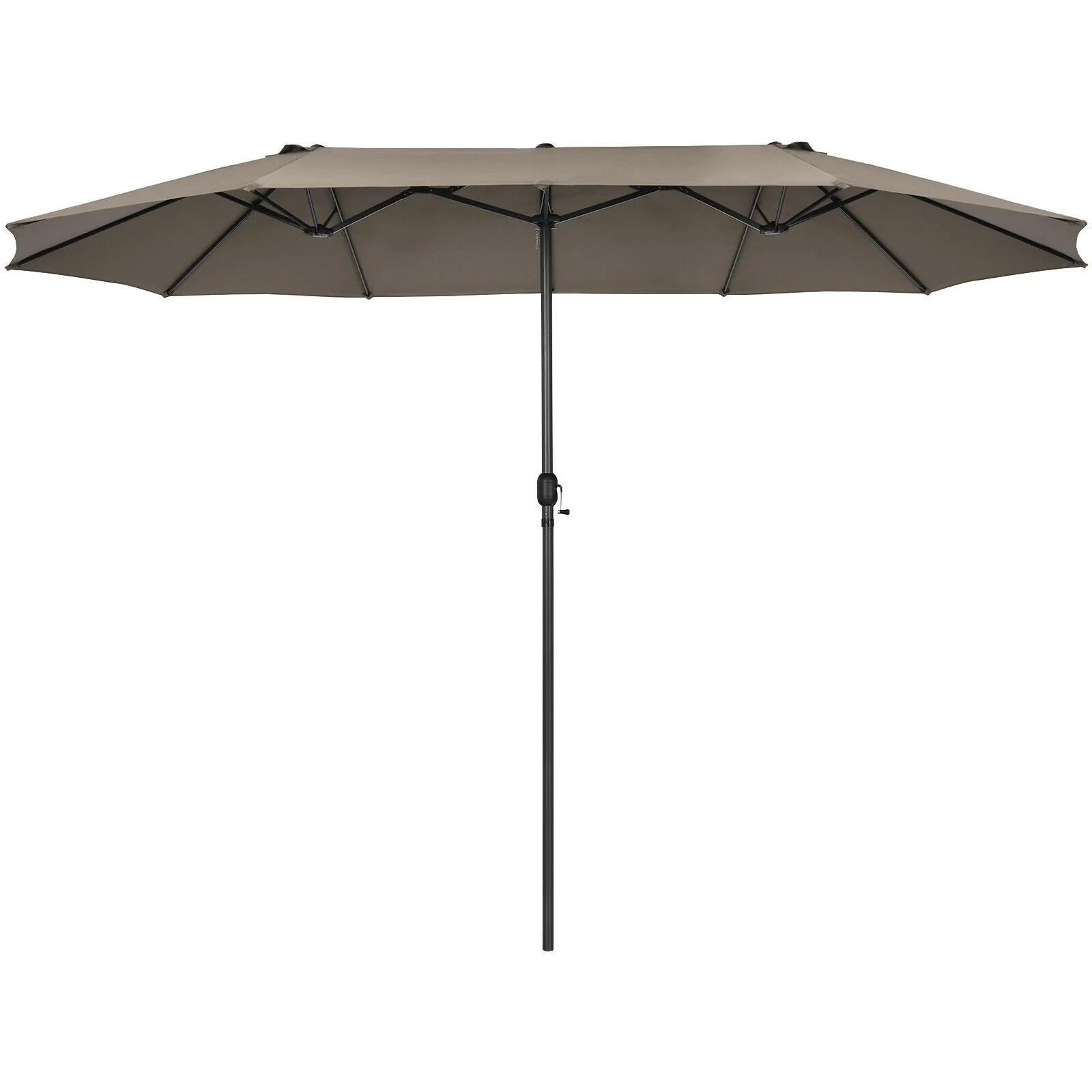 15 Feet Patio Umbrella, Hand-Crank System, Brown - Image 5