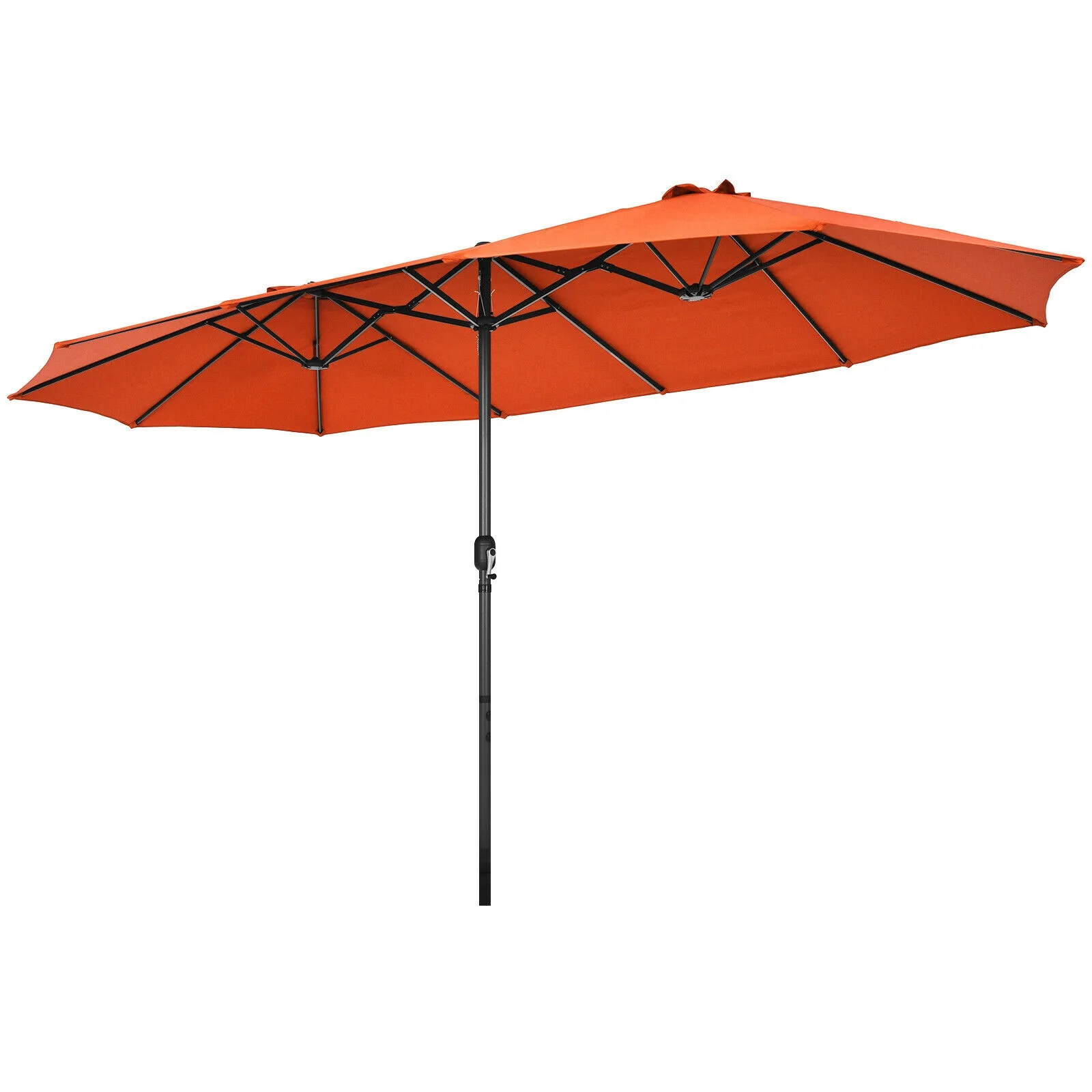 15 Feet Patio Umbrella, Hand-Crank System, Orange - Image 4