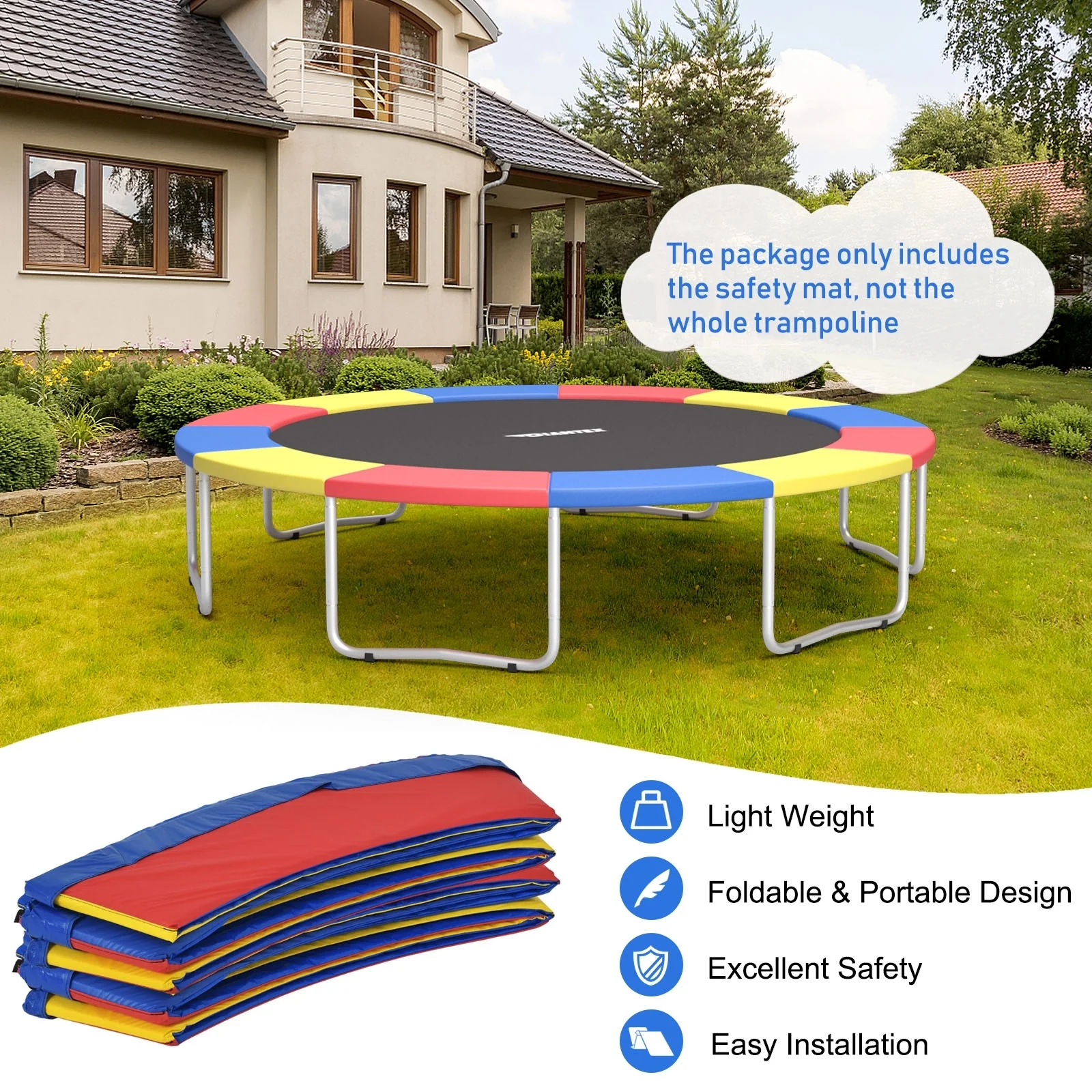 15 Feet Universal Trampoline Spring Cover, Multicolor - Image 3