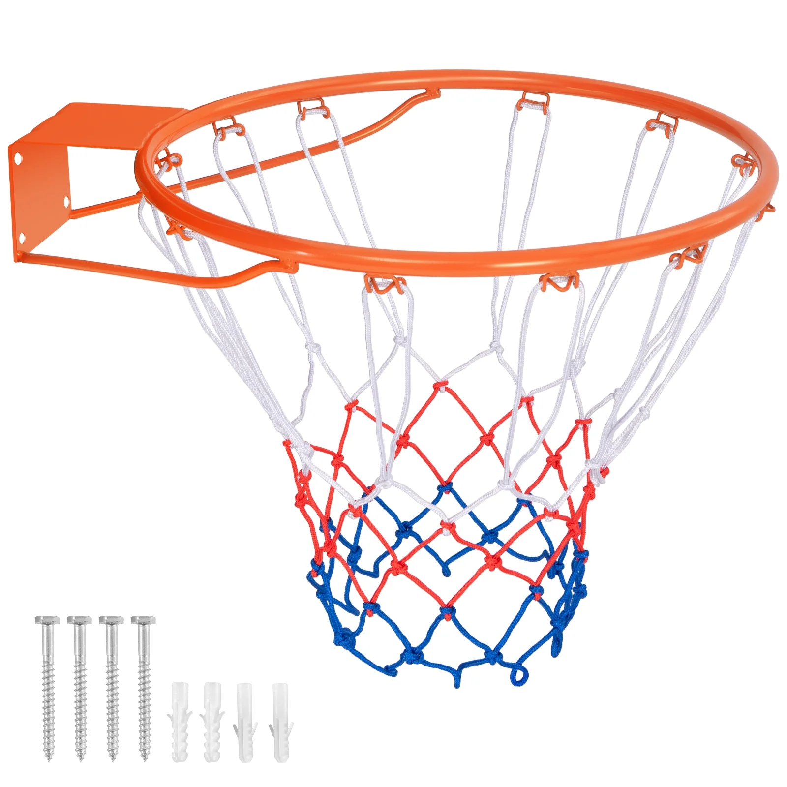 15 Inch Basketball Rim, All Weather Net, Orange