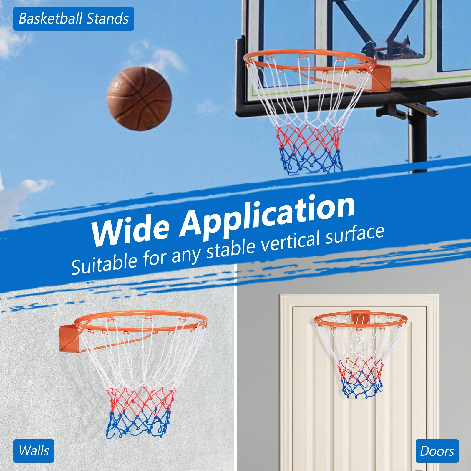 15 Inch Basketball Rim, All Weather Net, Orange - Image 10