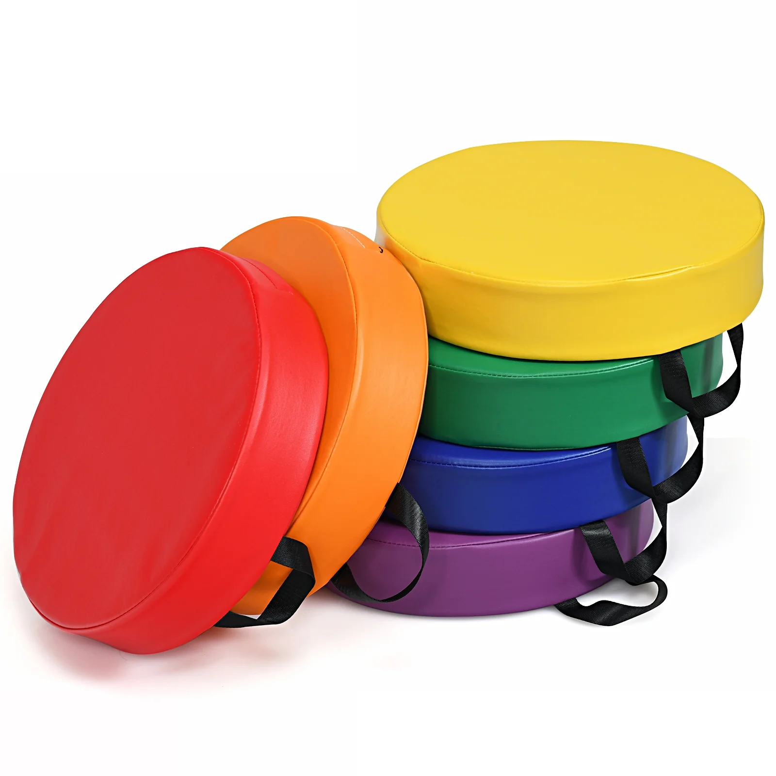 15 Inch Round Toddler Floor Cushions, 6 Pieces, Multicolor - Image 4
