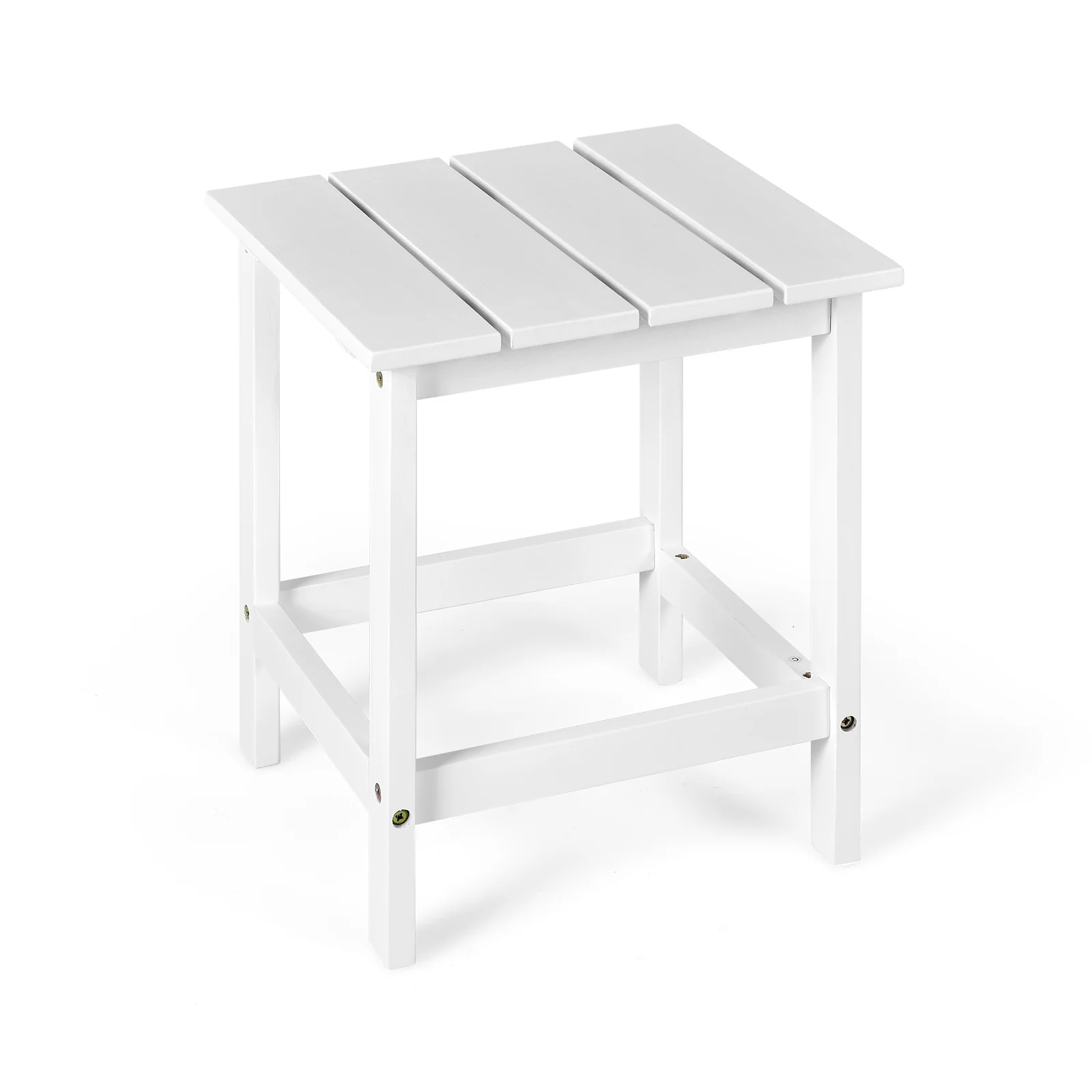 15 Inch Square Wooden Slat Coffee Table, White
