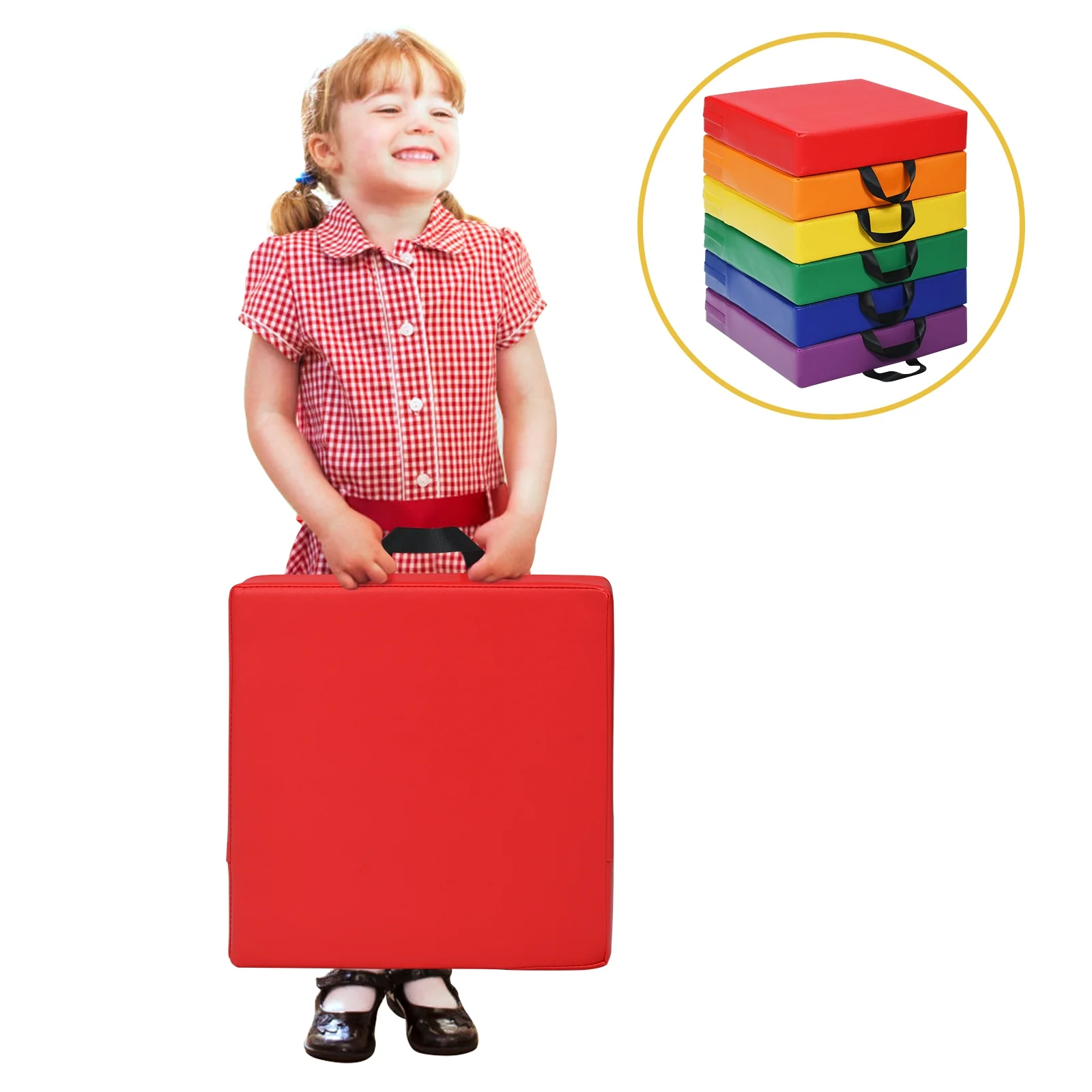 15 Inche Square Toddler Floor Cushions, 6 Piece, Multicolor - Image 6