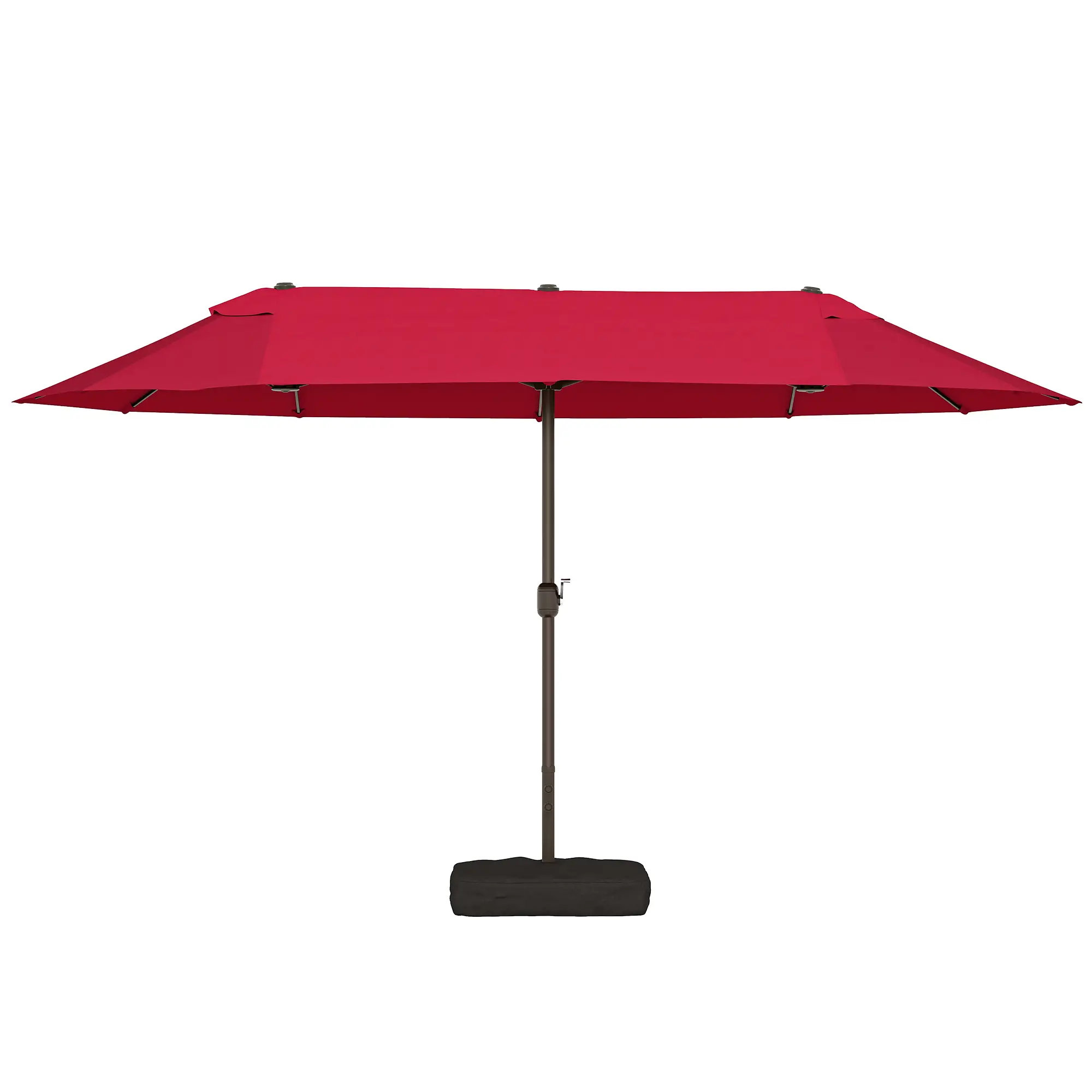 15' Outdoor Patio Umbrella, Twin Canopy Sunshade, Lift Crank, Wine Red - Image 11