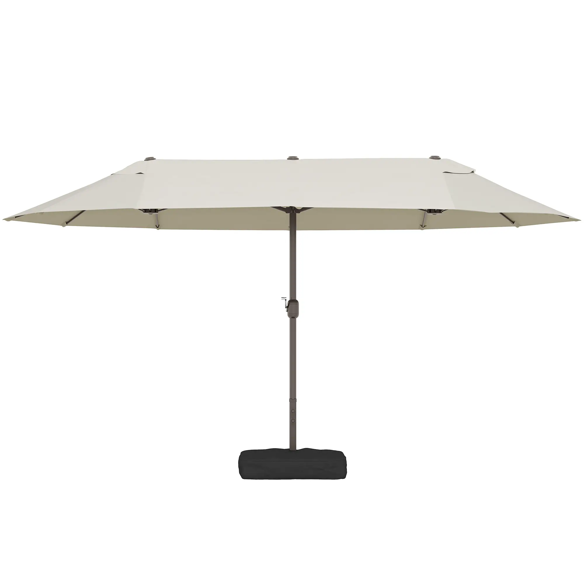 15' Outdoor Patio Umbrella, Twin Canopy Sunshade, Steel Table, Cream