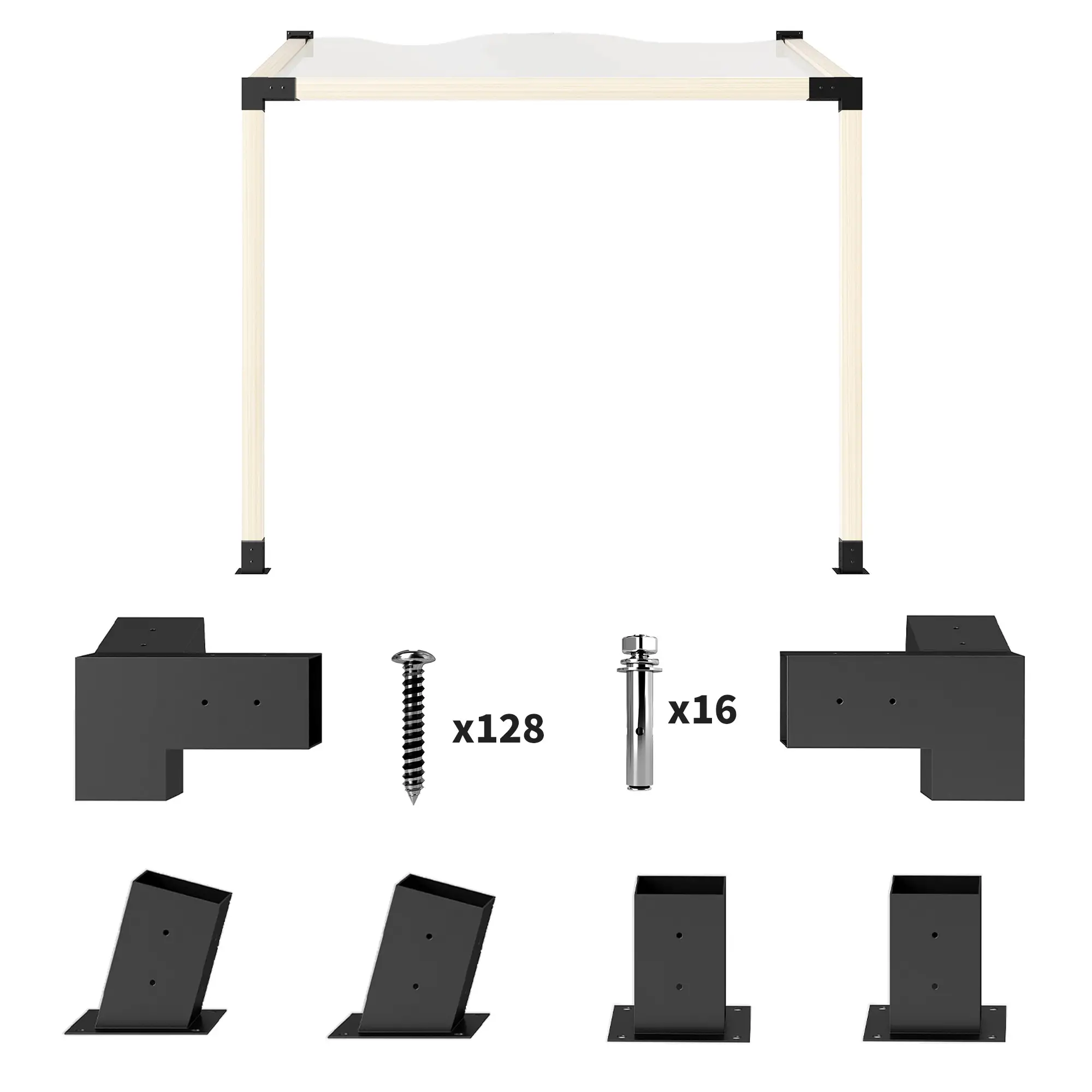 15° Slanted Pergola Bracket Kit, 3.6" X 3.6" Lumber, Black - Image 11