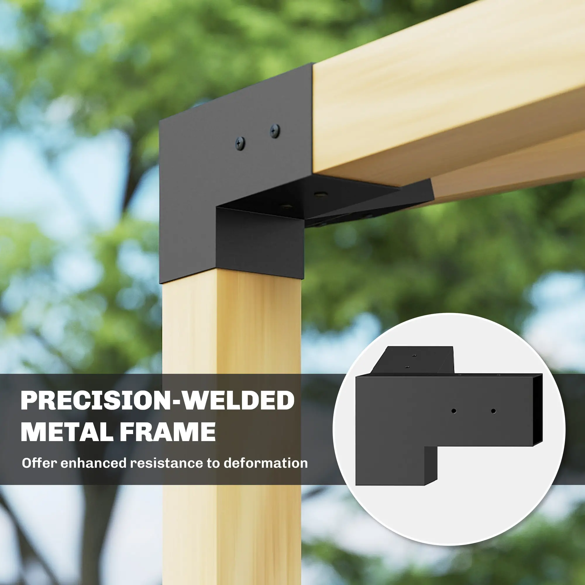 15° Slanted Pergola Bracket Kit, 3.6" X 3.6" Lumber, Black - Image 6