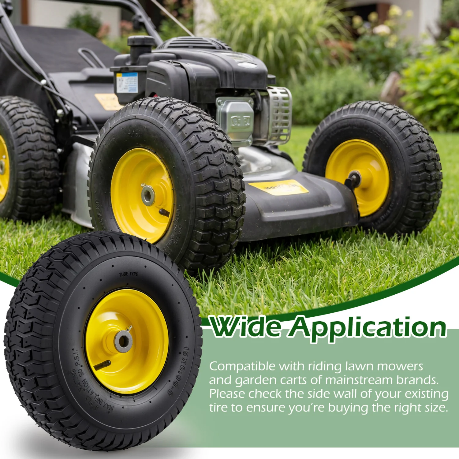 15 x 6.00-6 Tube-type Tires & Wheels 2 Pack 4 PR Tires, Yellow - Image 9