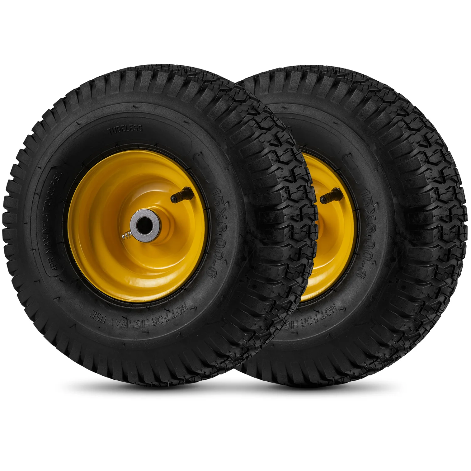 15 x 6.00-6 Tubeless Tires and Wheels 2 Pack 4 PR Tires, Yellow - Image 5