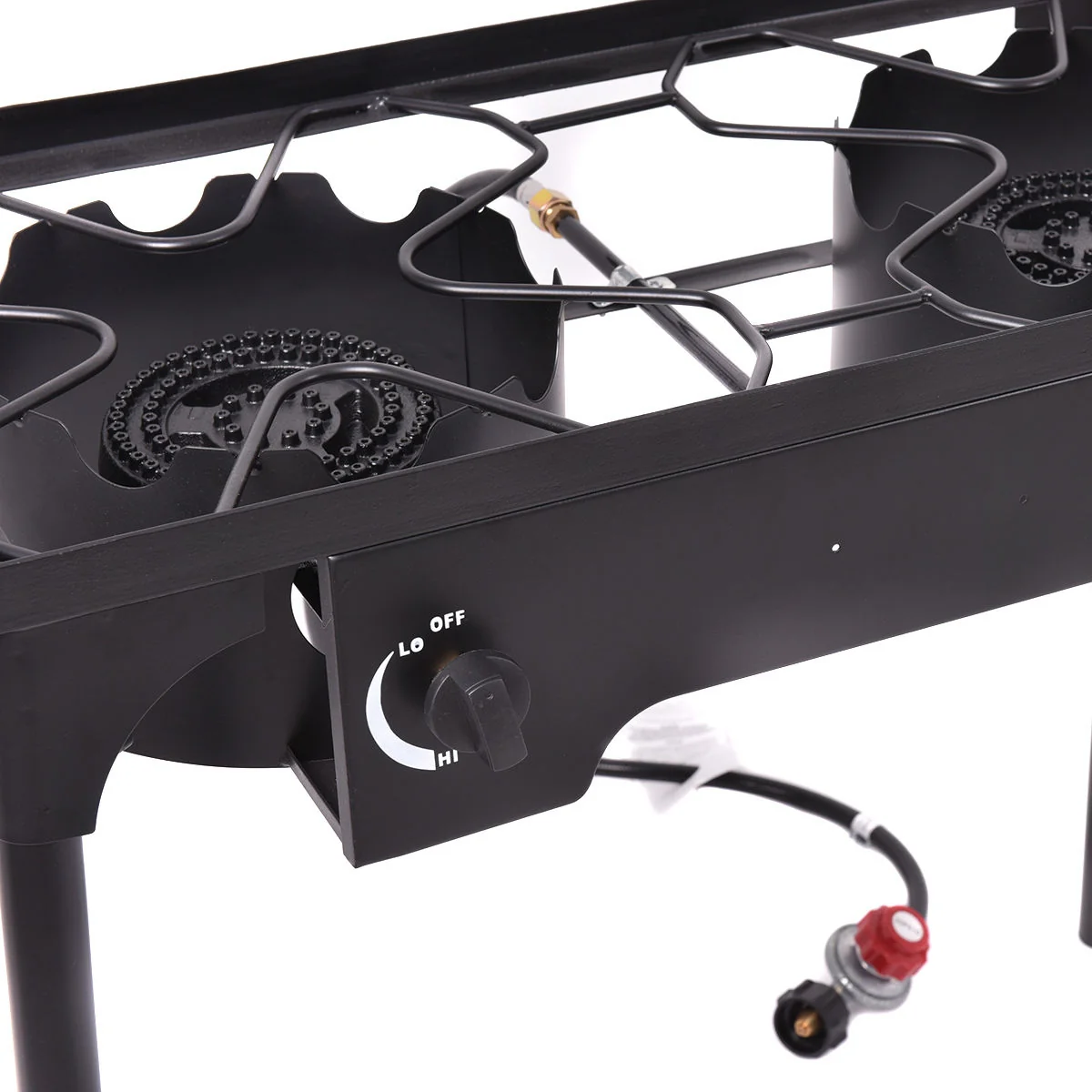150,000 BTU Double Burner Outdoor Stove BBQ Grill, Black - Image 10