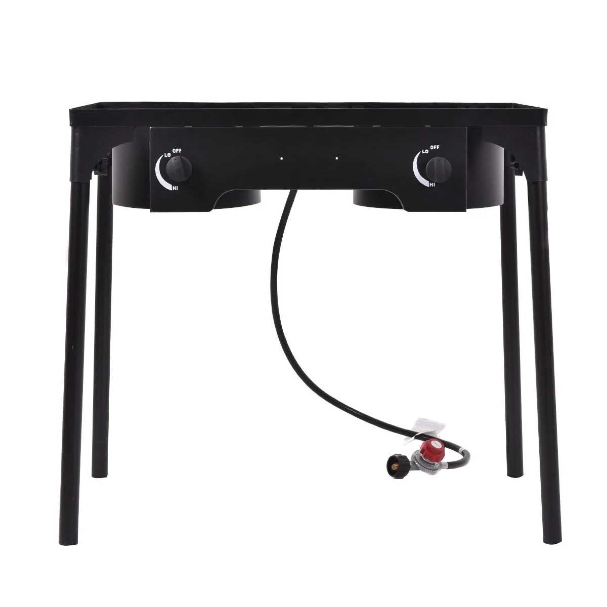 150,000 BTU Double Burner Outdoor Stove BBQ Grill, Black - Image 7