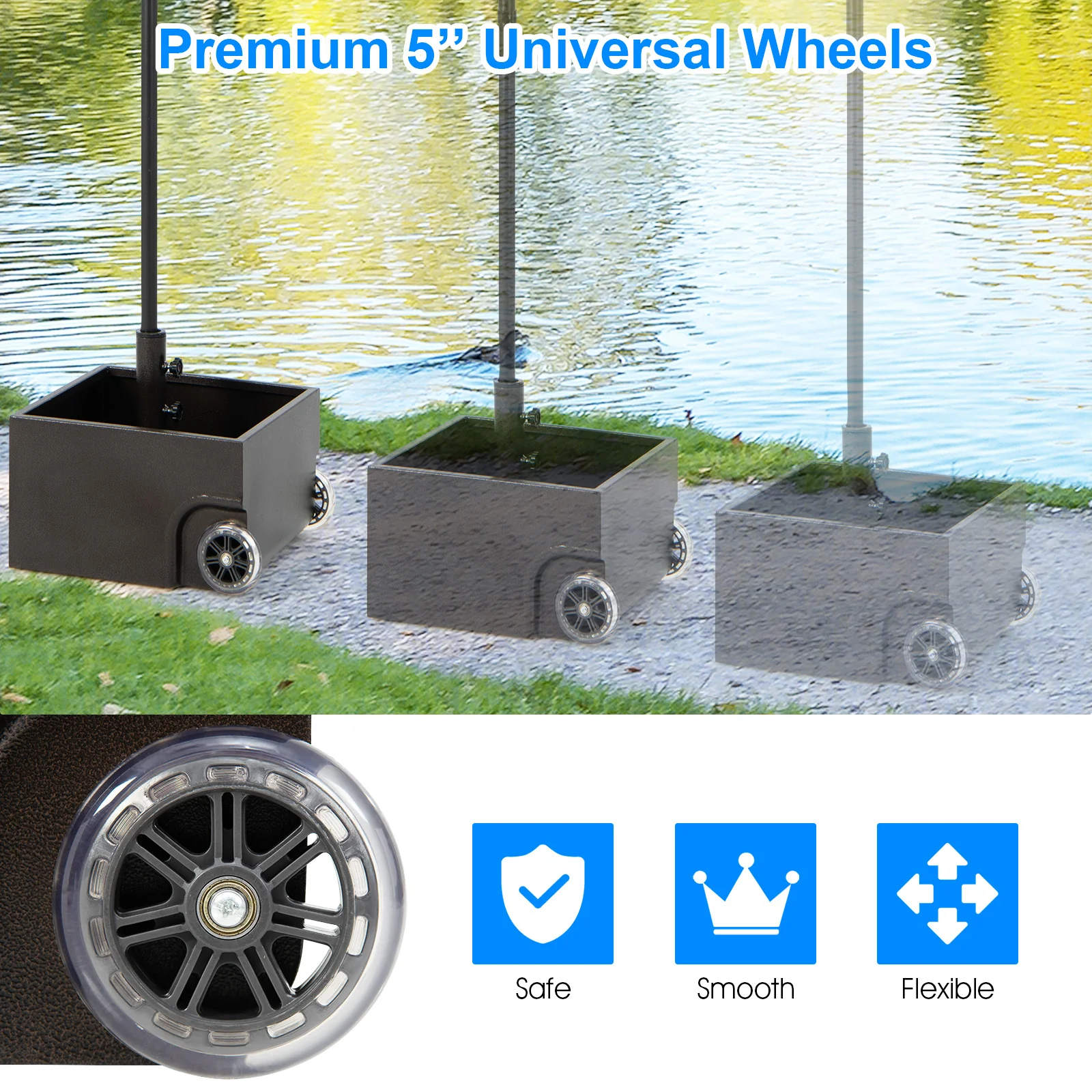 150 Pounds Patio Umbrella Base, Black - Image 10