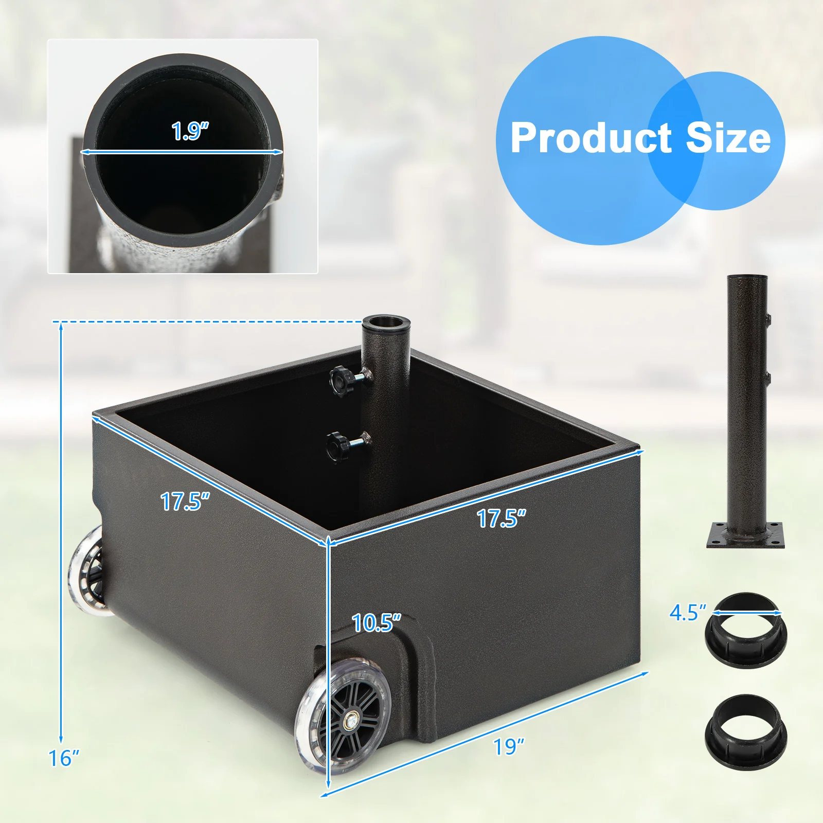 150 Pounds Patio Umbrella Base, Black - Image 6