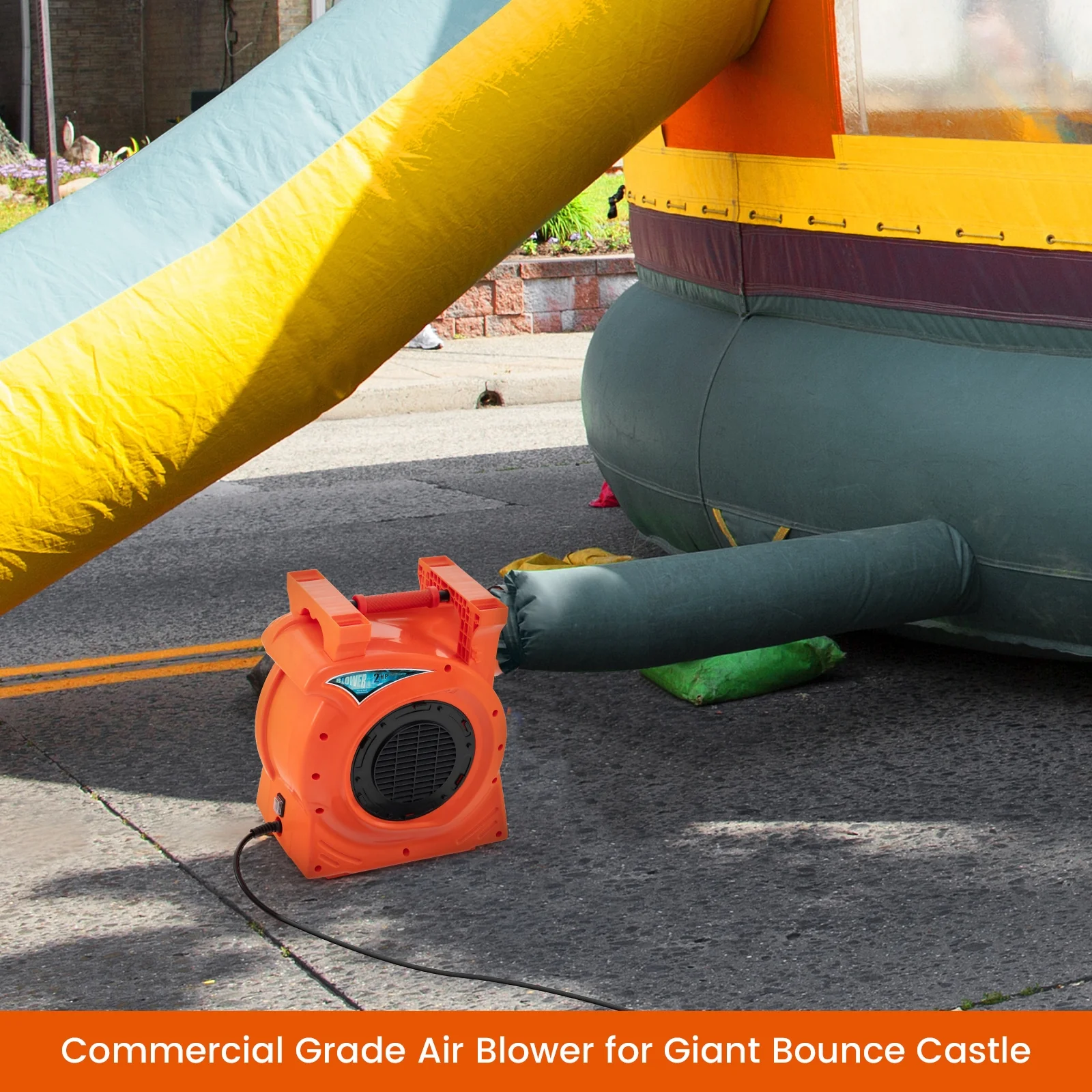 1500W 2 HP Commercial Air Blower, Giant Outdoor Inflatable Bounce House, Orange - Image 2