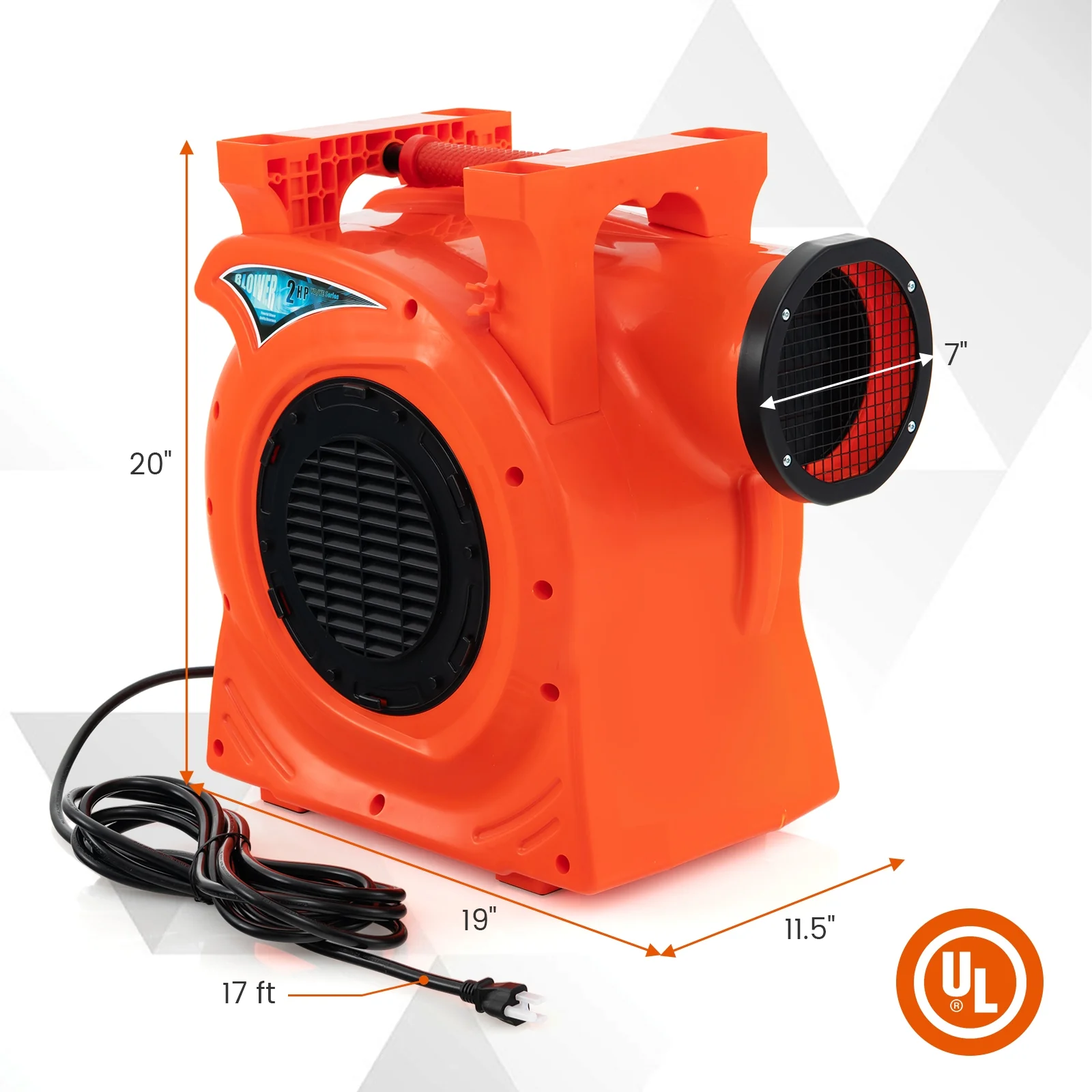 1500W 2 HP Commercial Air Blower, Giant Outdoor Inflatable Bounce House, Orange - Image 5