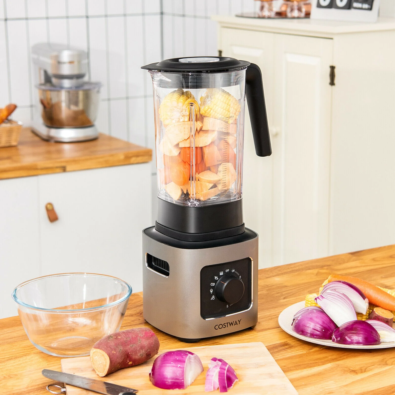 1500W 5-Speed Countertop Smoothie Blender, 68oz Tritan Jar, Silver - Image 2
