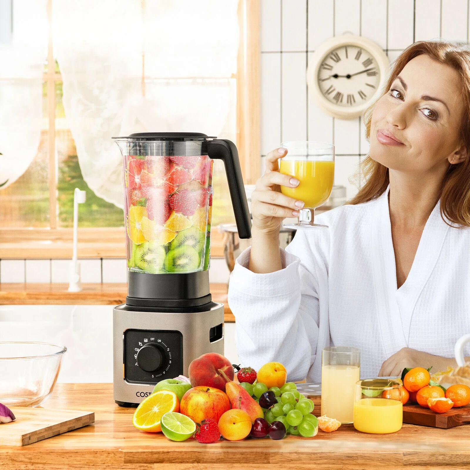 1500W 5-Speed Countertop Smoothie Blender, 68oz Tritan Jar, Silver - Image 3