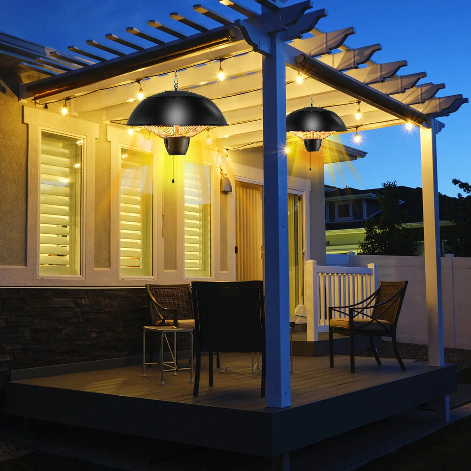 1500W Electric Patio Heater, IPX4 Waterproof, Black - Image 2
