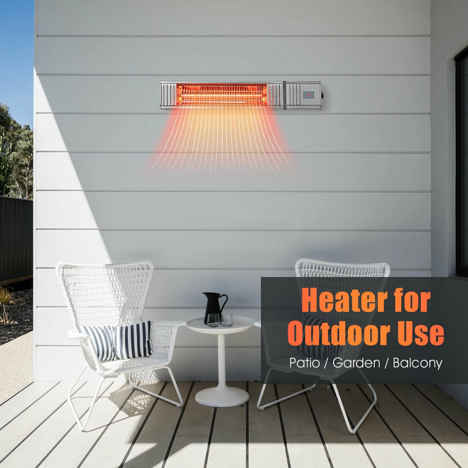 1500W Infrared Patio Heater, With Remote & Timer, Silver - Image 8