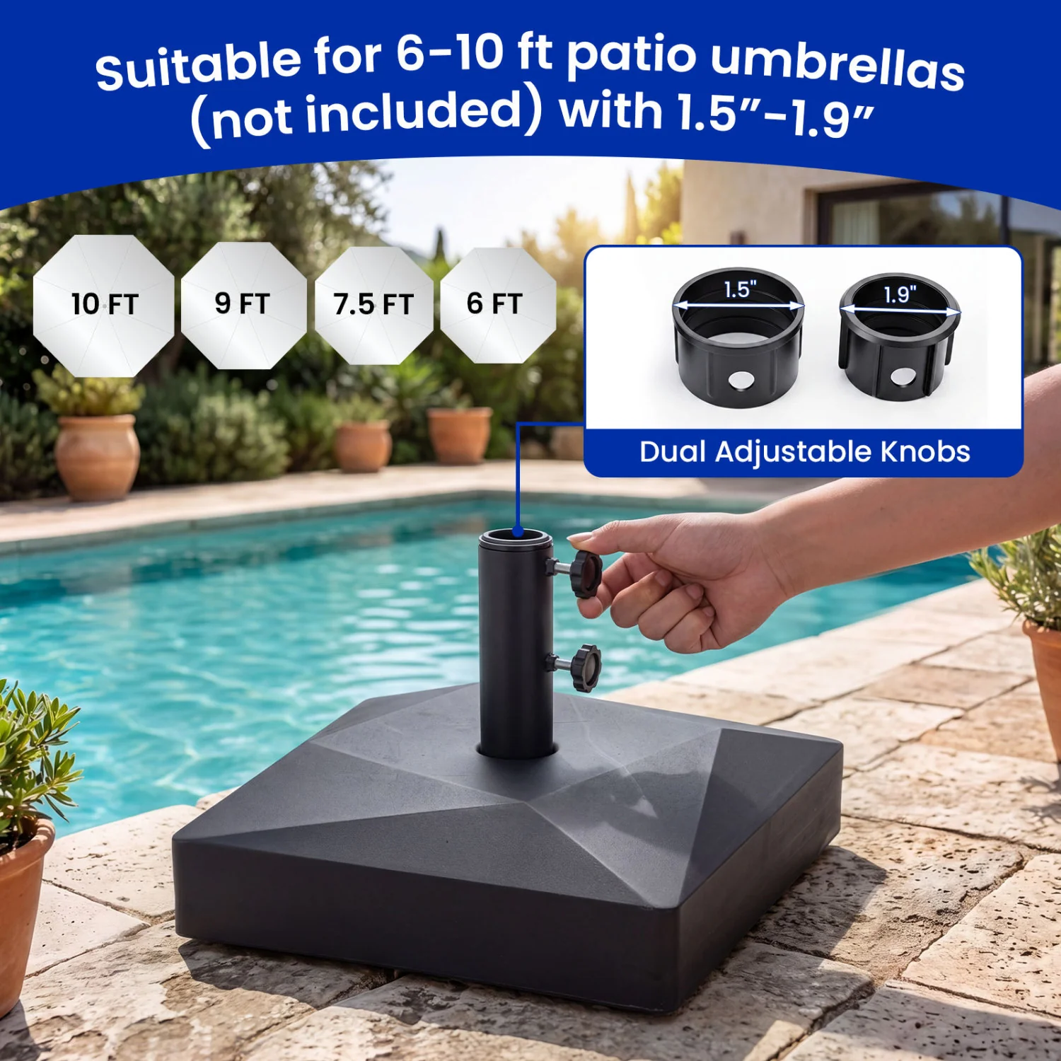154lbs Mobile Fillable Patio Umbrella Base, 4 Wheels - Image 7