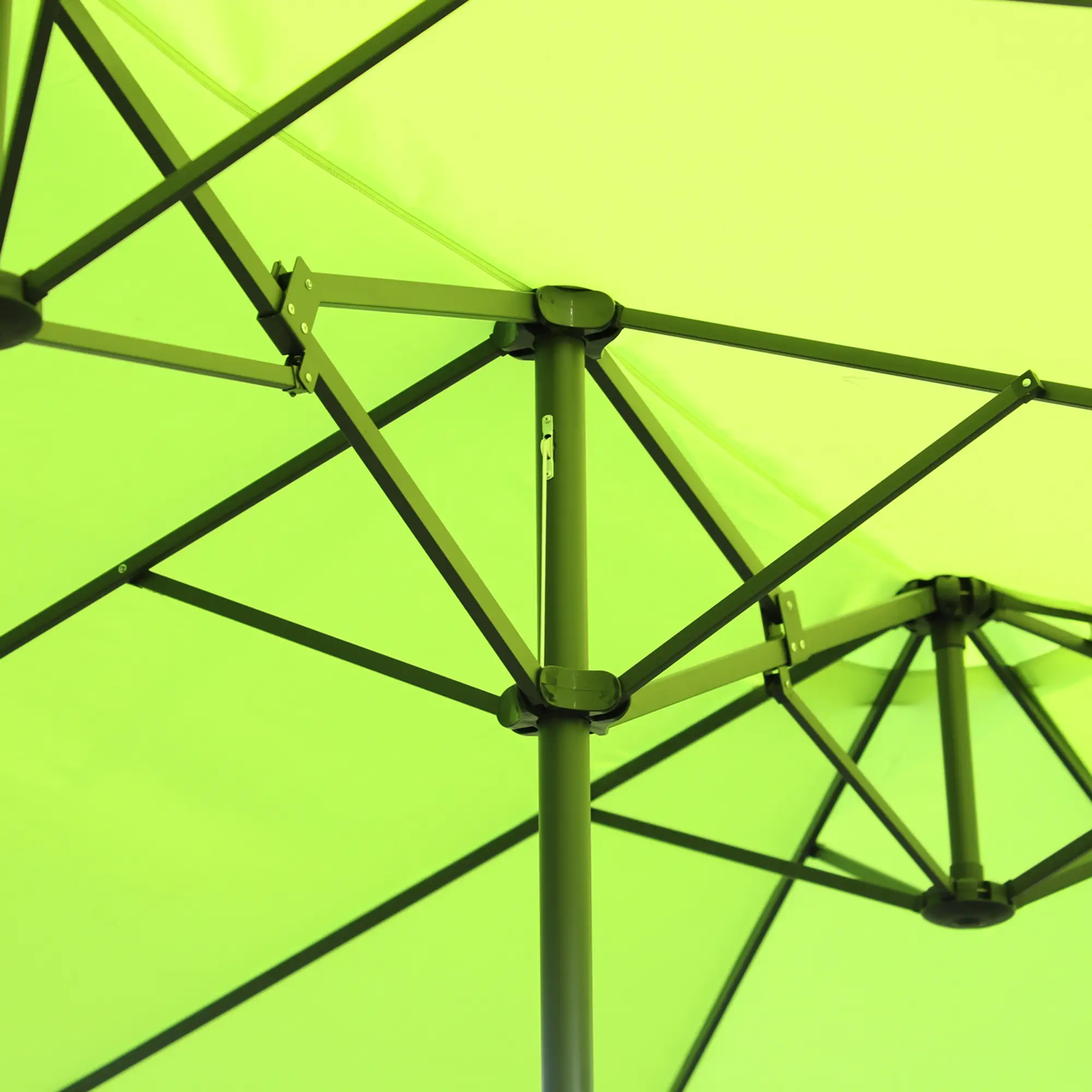 15ft Double-Sided Patio Umbrella, Twin Canopy, Crank, Green - Image 10