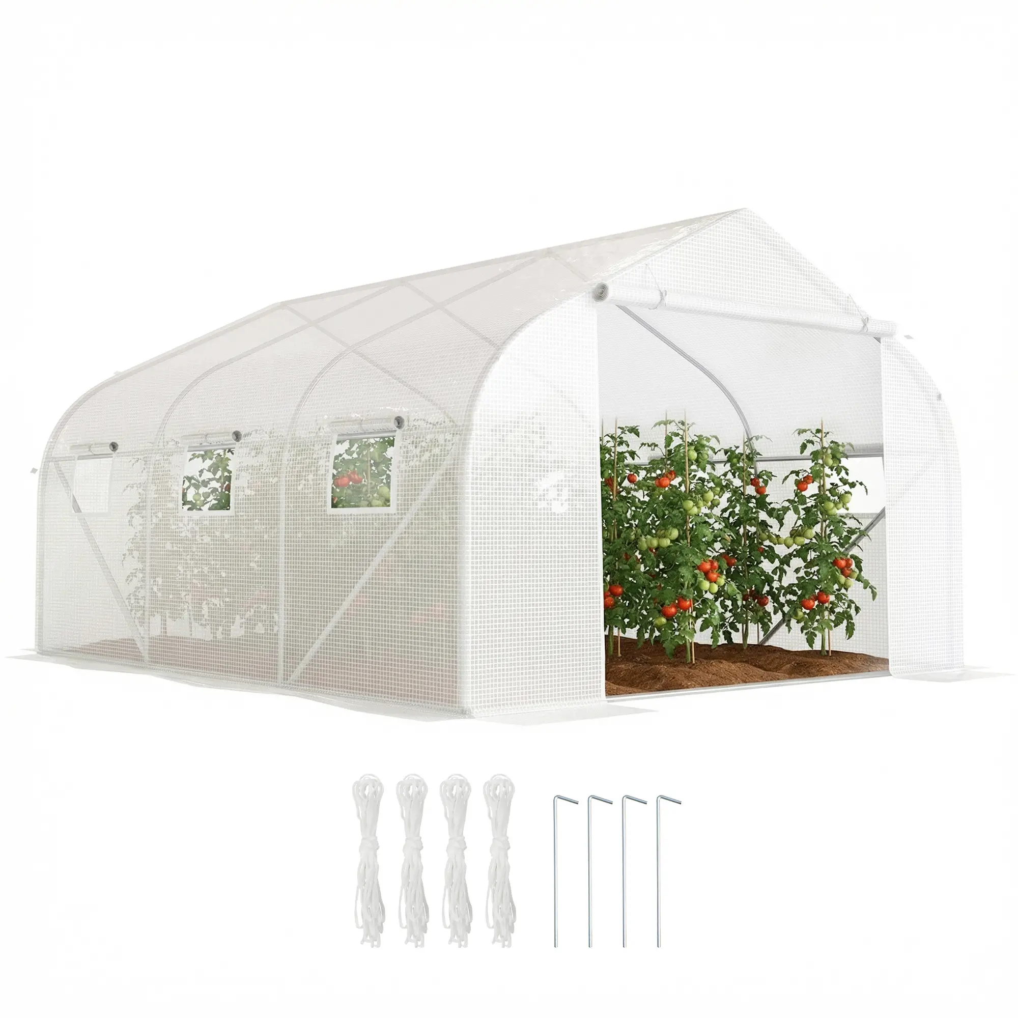 15'x10'x7' Greenhouse, Planting Shed, White