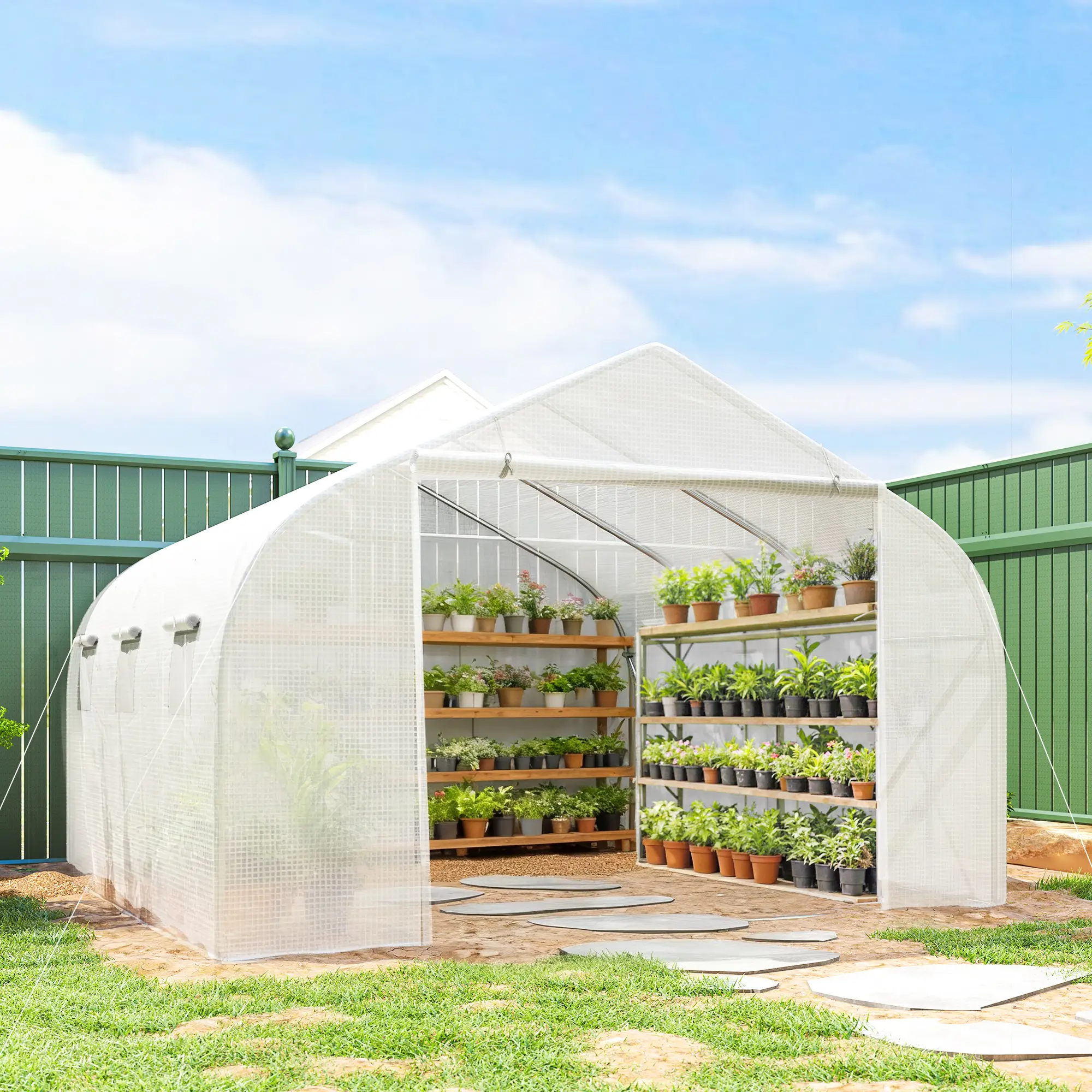 15'x10'x7' Greenhouse, Planting Shed, White - Image 2