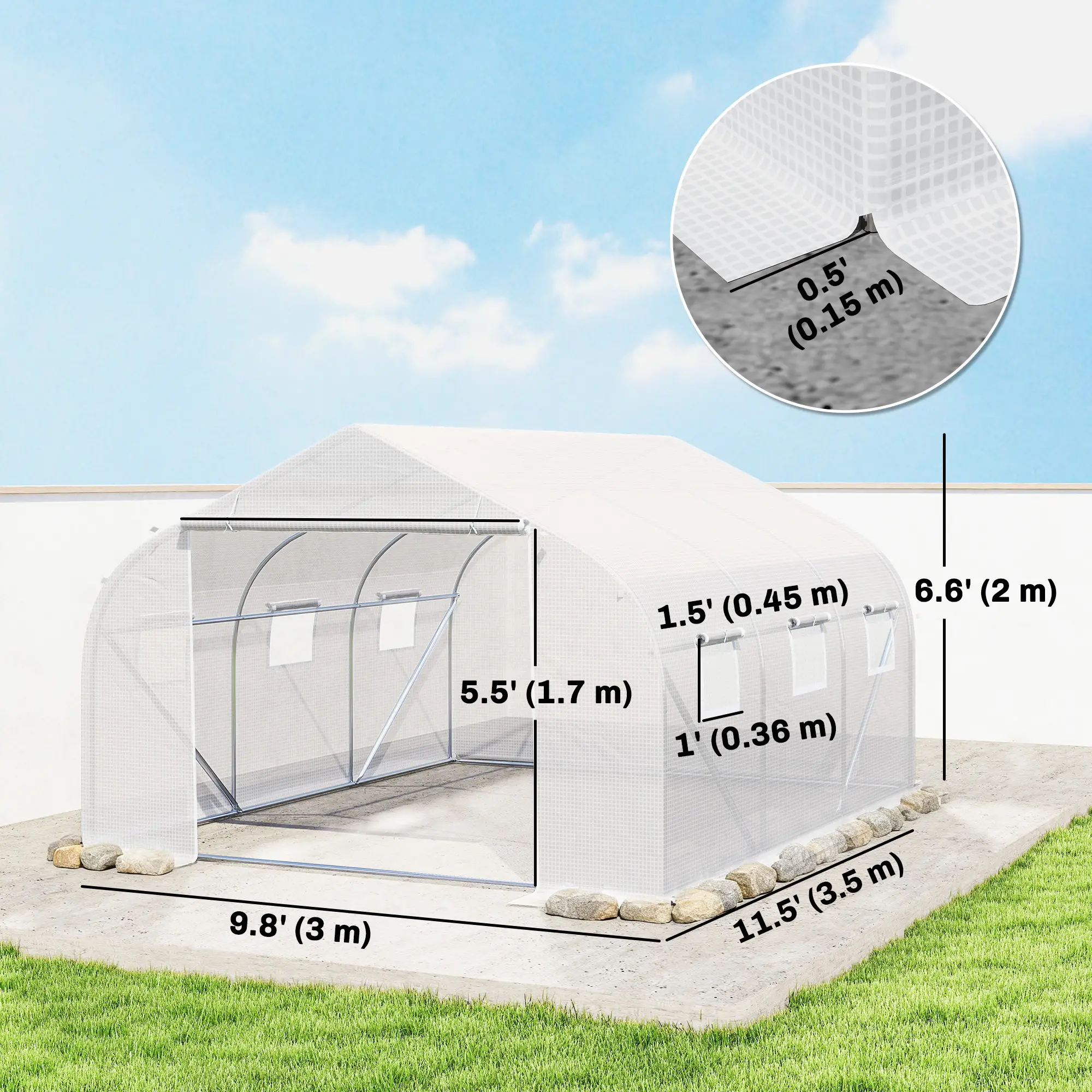 15'x10'x7' Greenhouse, Planting Shed, White - Image 3