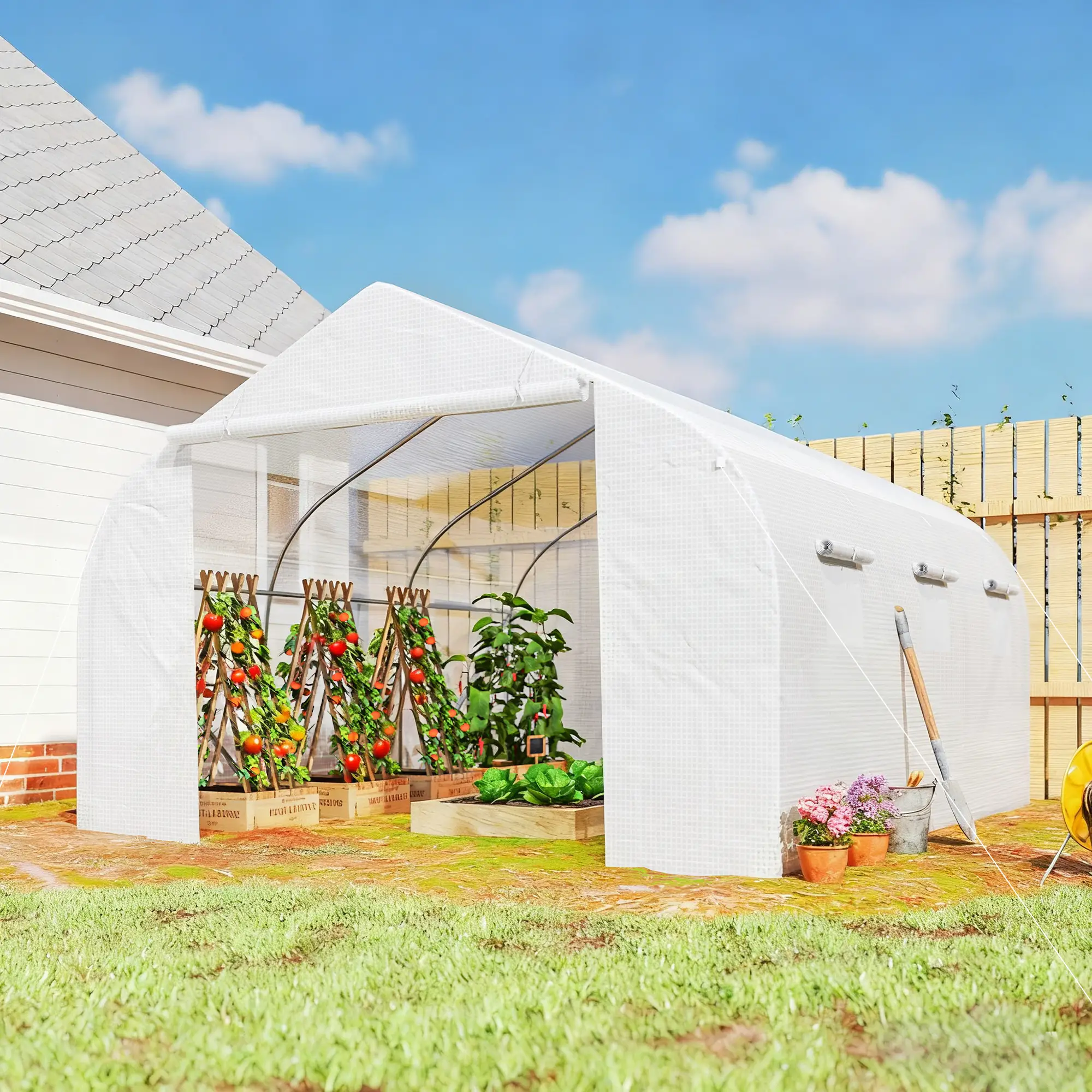 15'x10'x7' Greenhouse, Planting Shed, White - Image 8