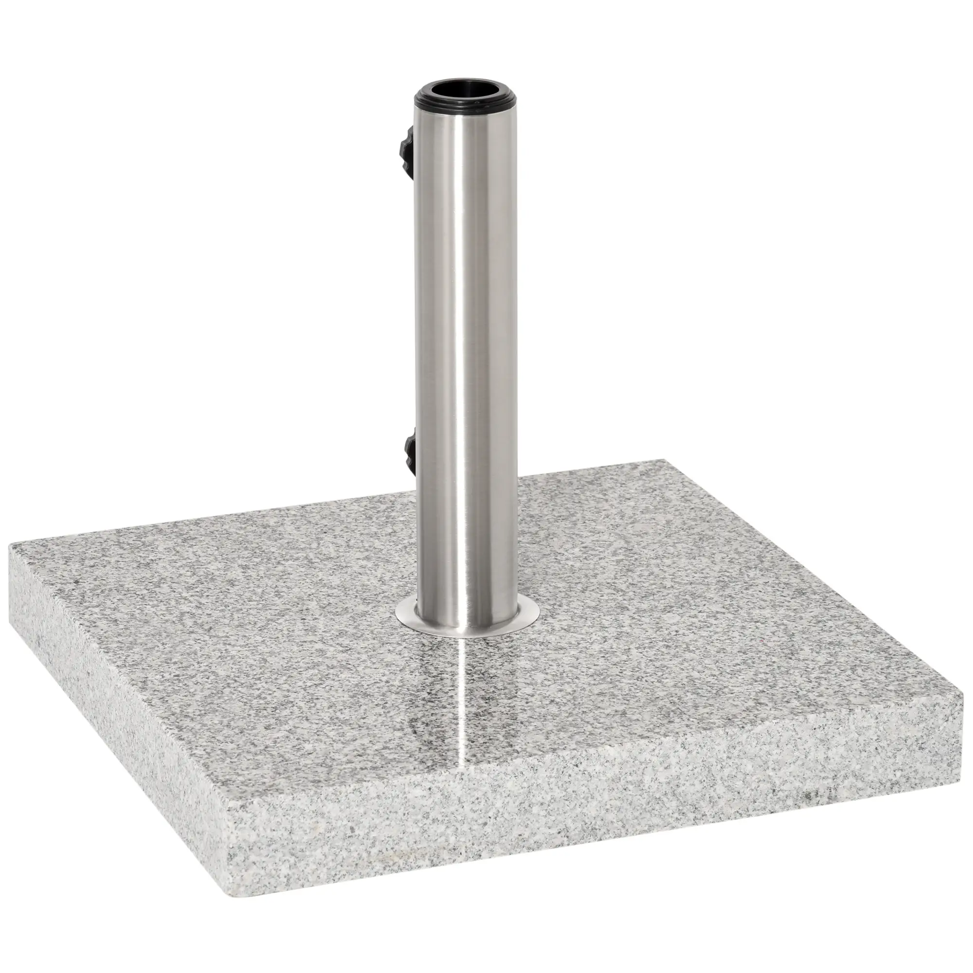 16.5" Marble Umbrella Stand, Heavy Holder Base With Wheels, Grey - Image 10