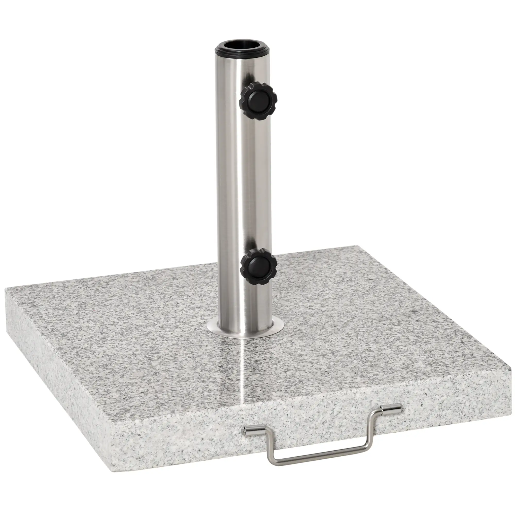 16.5" Marble Umbrella Stand, Heavy Holder Base With Wheels, Grey - Image 11