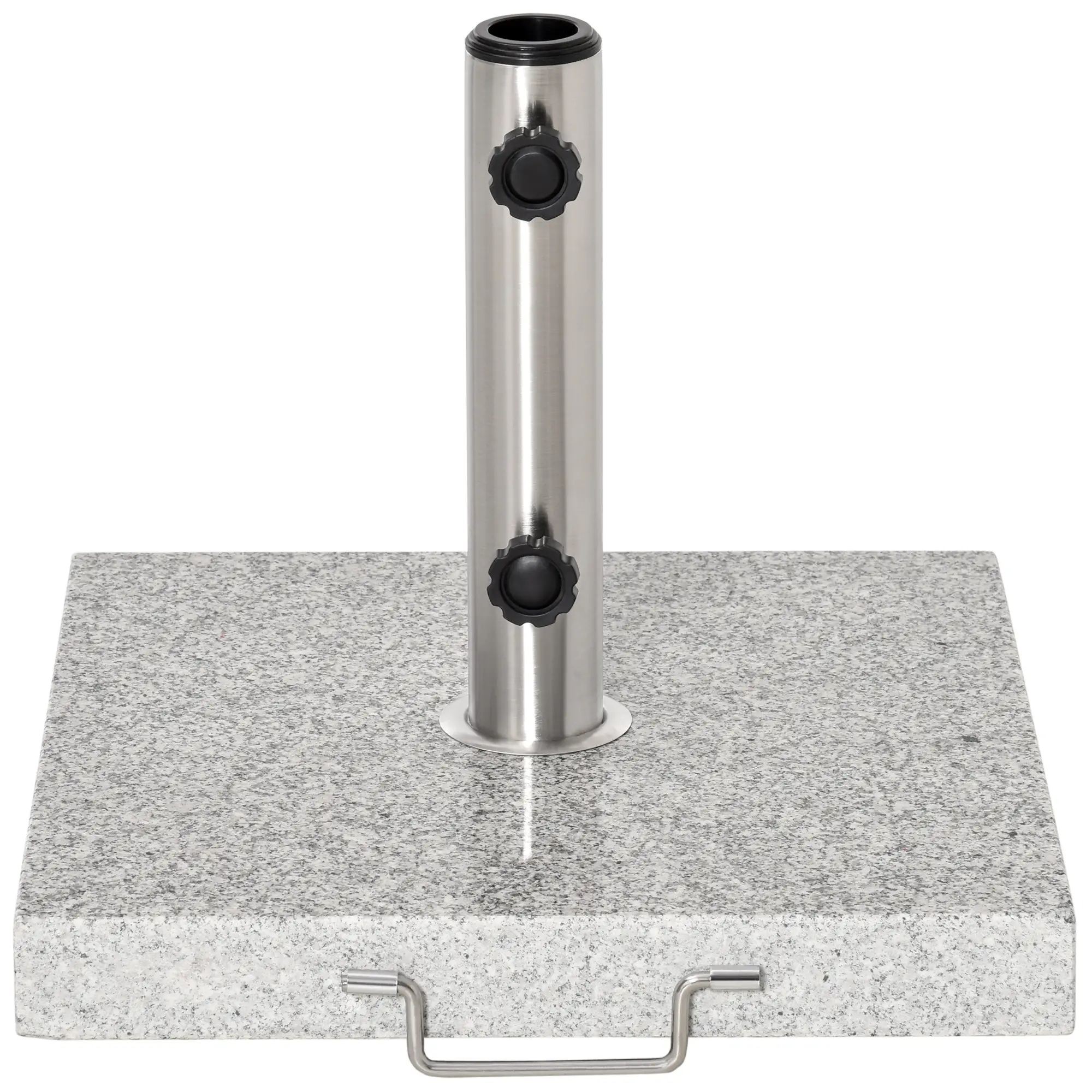 16.5" Marble Umbrella Stand, Heavy Holder Base With Wheels, Grey - Image 9