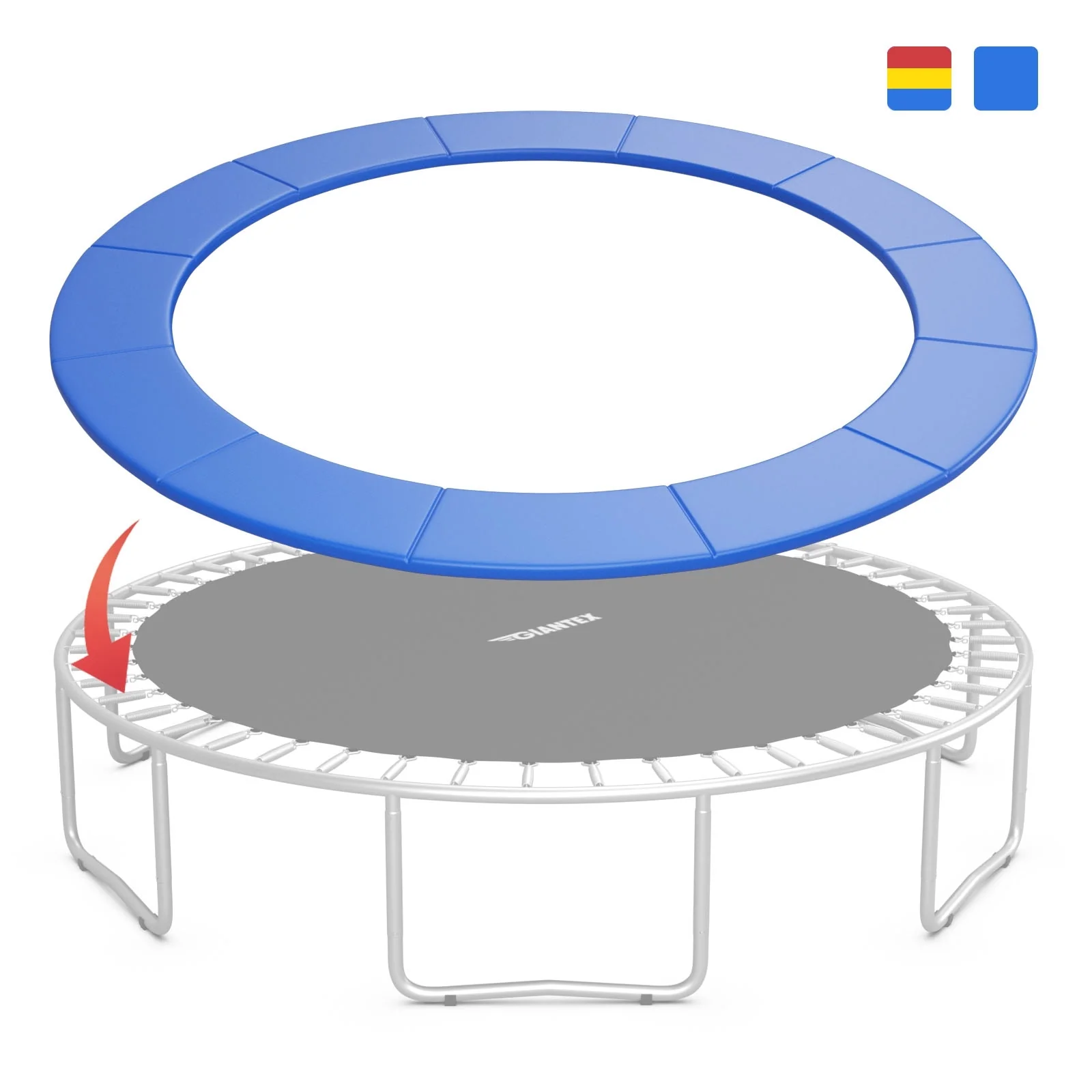 16 Feet Waterproof Trampoline Safety Pad, Blue - Image 5
