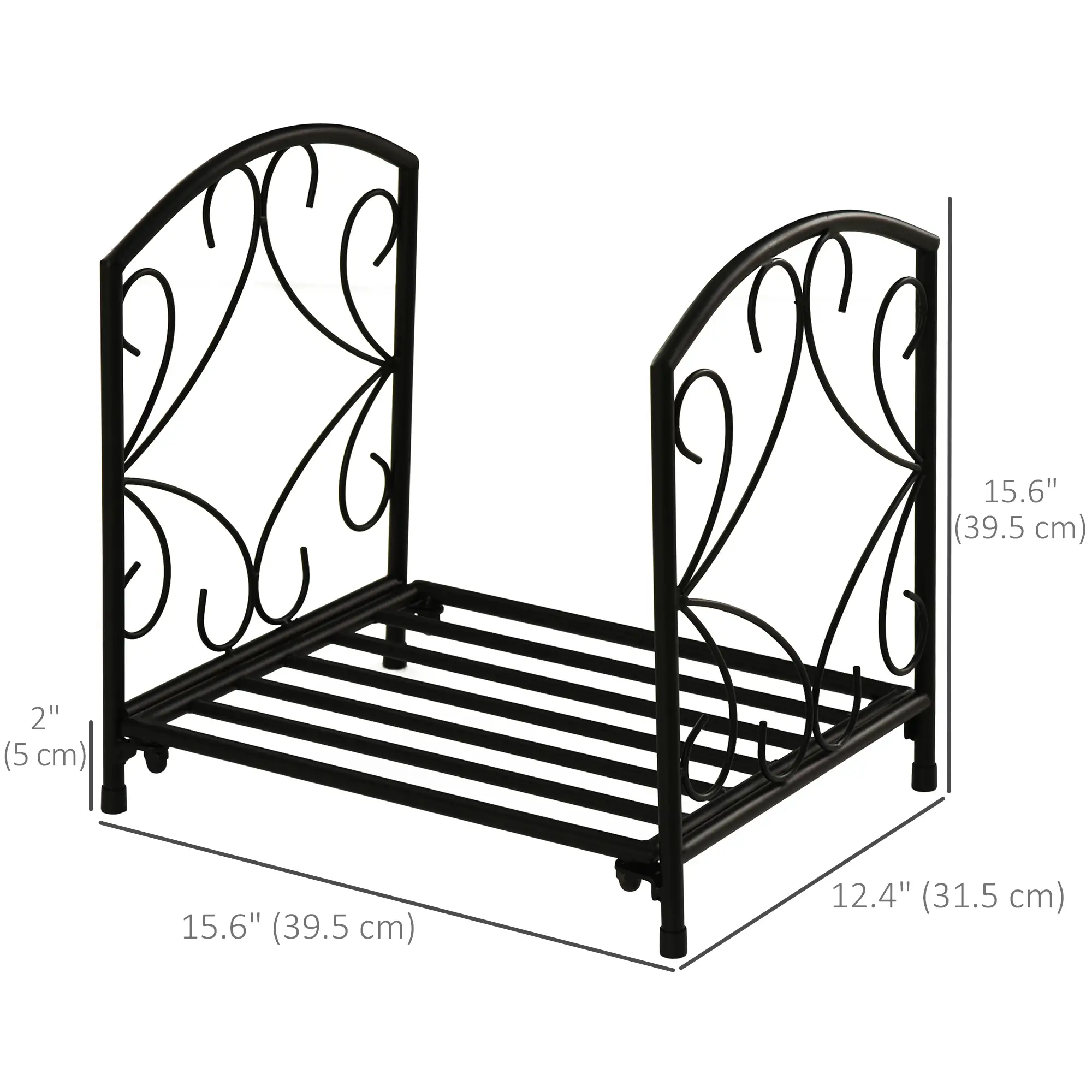 16" Heavy Duty Metal Fireplace Log Holder, Firewood Rack Outdoor, Black - Image 3