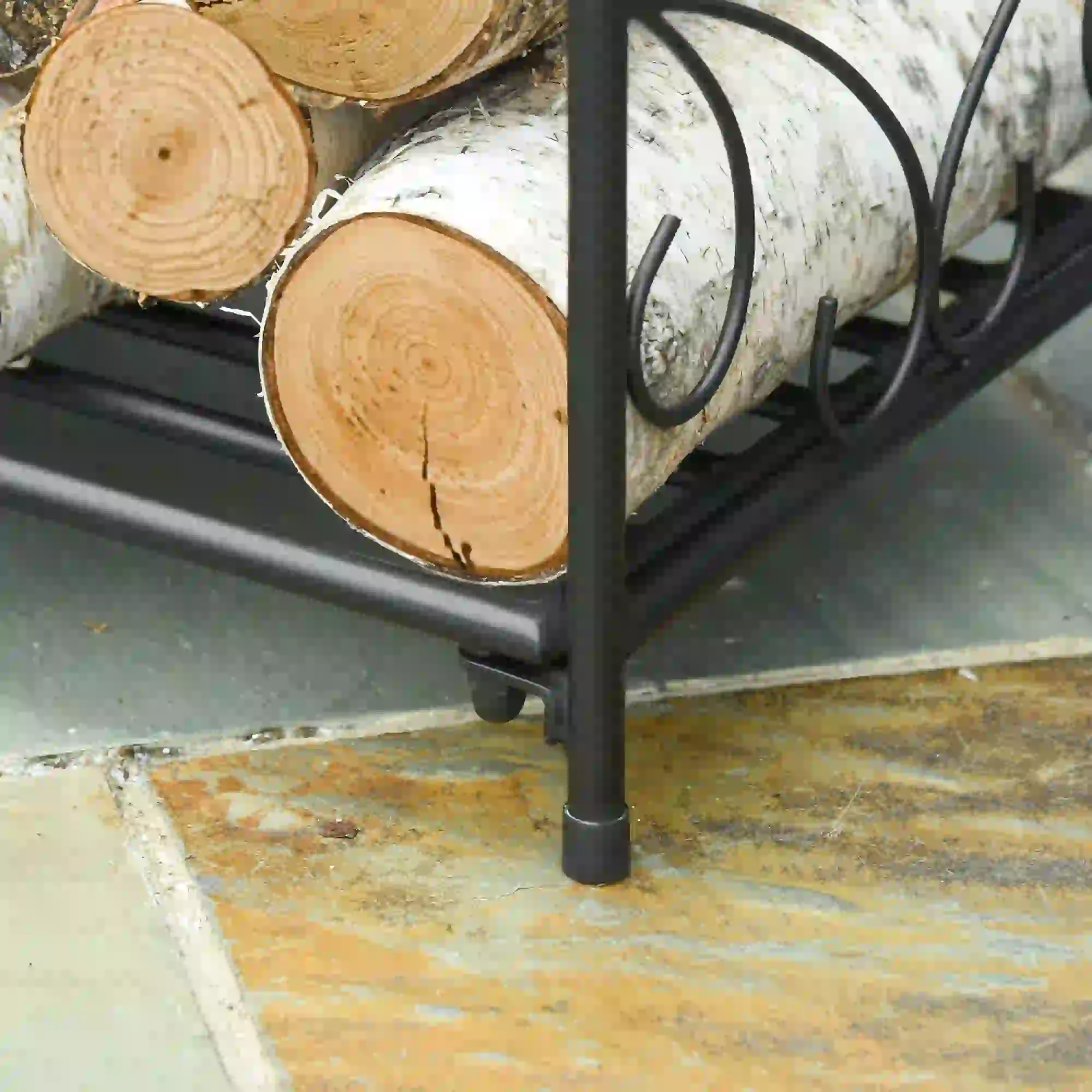 16" Heavy Duty Metal Fireplace Log Holder, Firewood Rack Outdoor, Black - Image 9